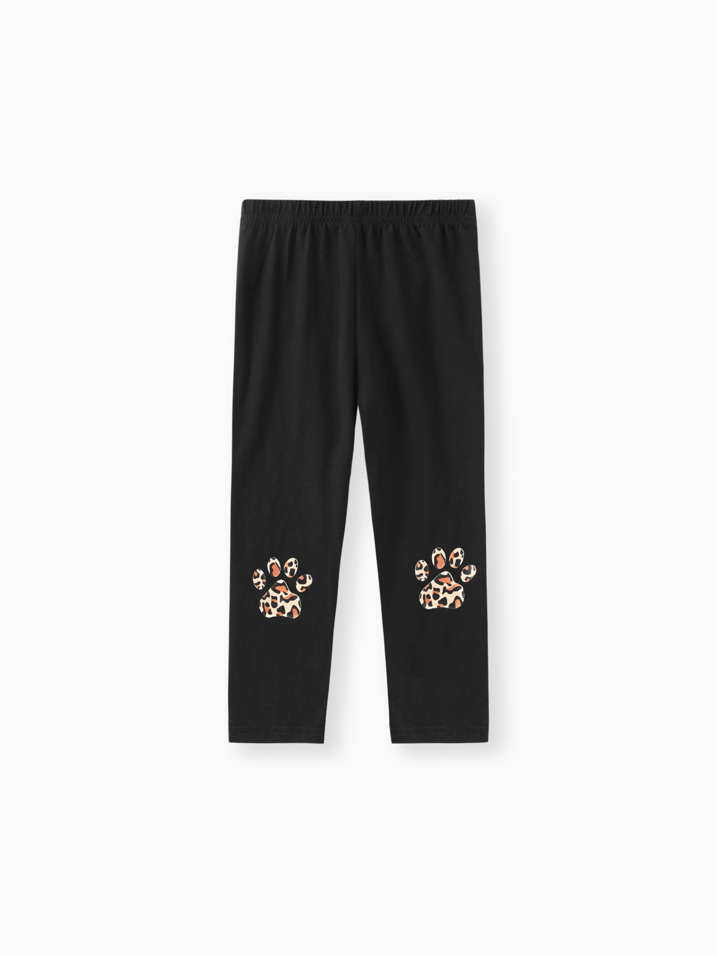 2-piece Toddler Girl Cat Print Pullover Sweatshirt and Leopard Print Pants Set Grey - Image 2