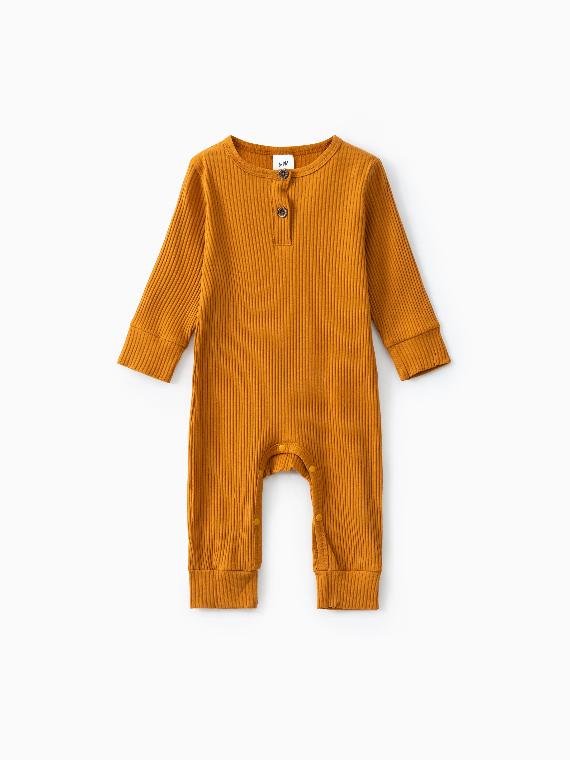 Baby Boy/Girl Cotton Ribbed Button Up Jumpsuit Ginger