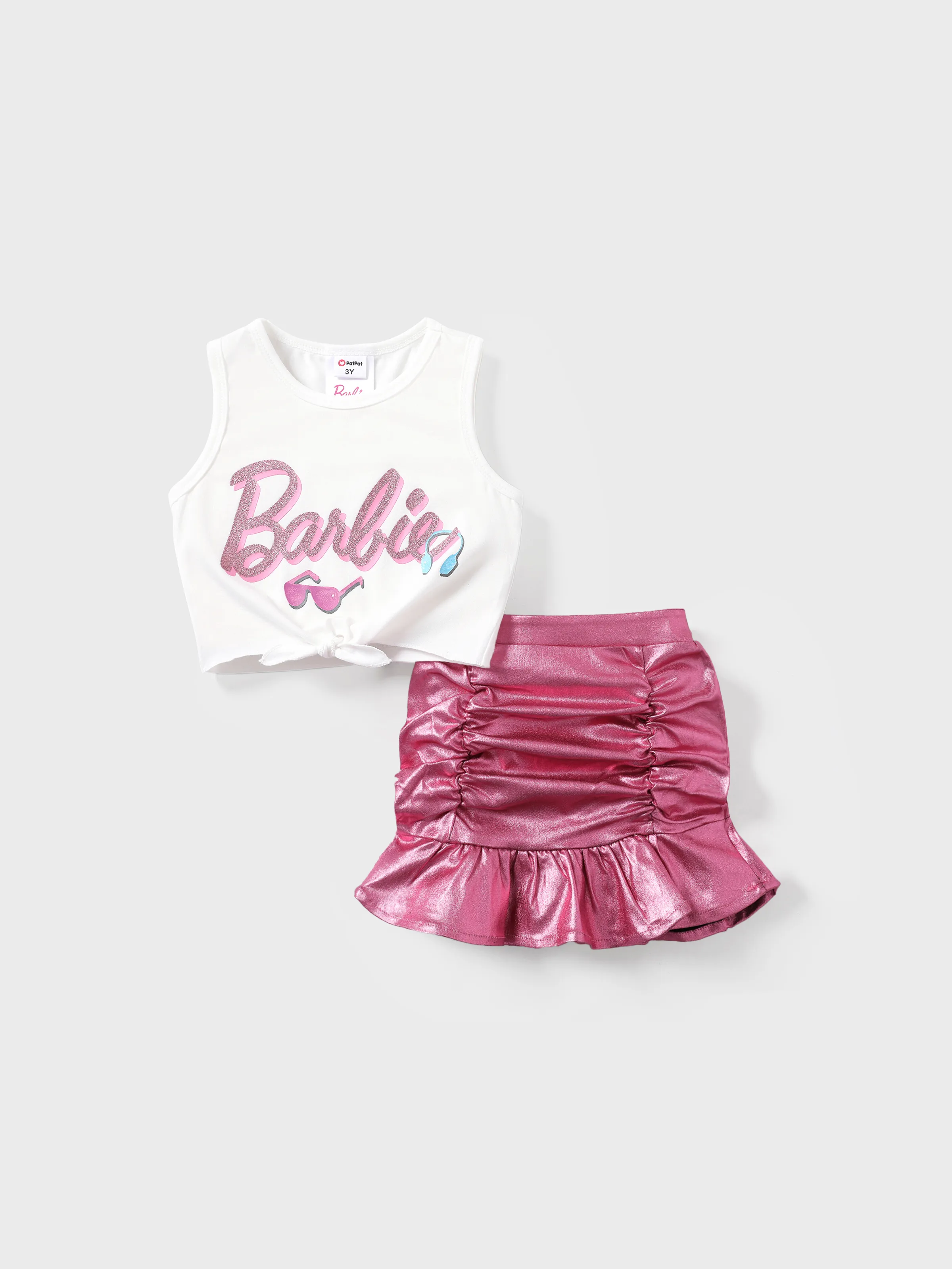 Barbie 2pcs Toddler/Kid Girl Alphabet Twist Tank Top with Pencil Skirt Set
PinkyWhite
