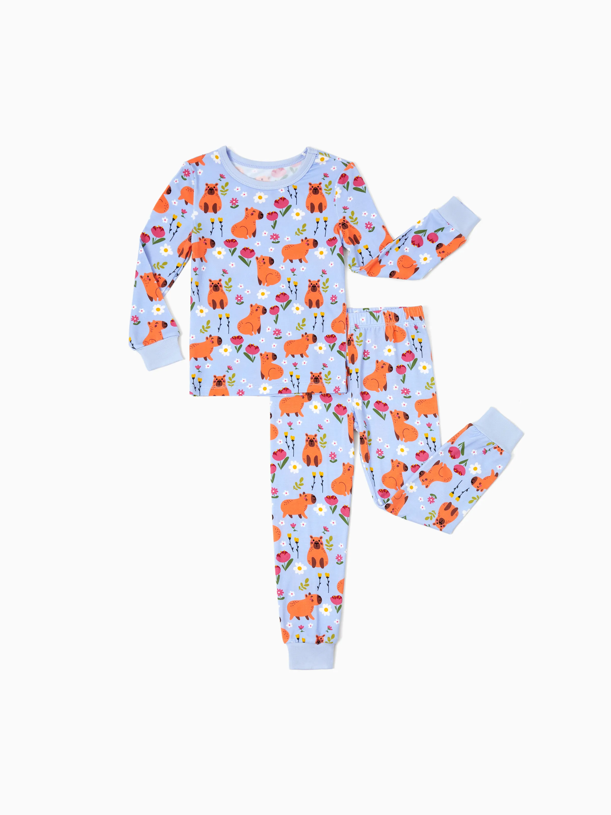 Christmas / Halloween Pajama 2-piece Bamboo Pajamas Set With Childlike Print for Baby / Toddler( Snug-Fitting) Blue