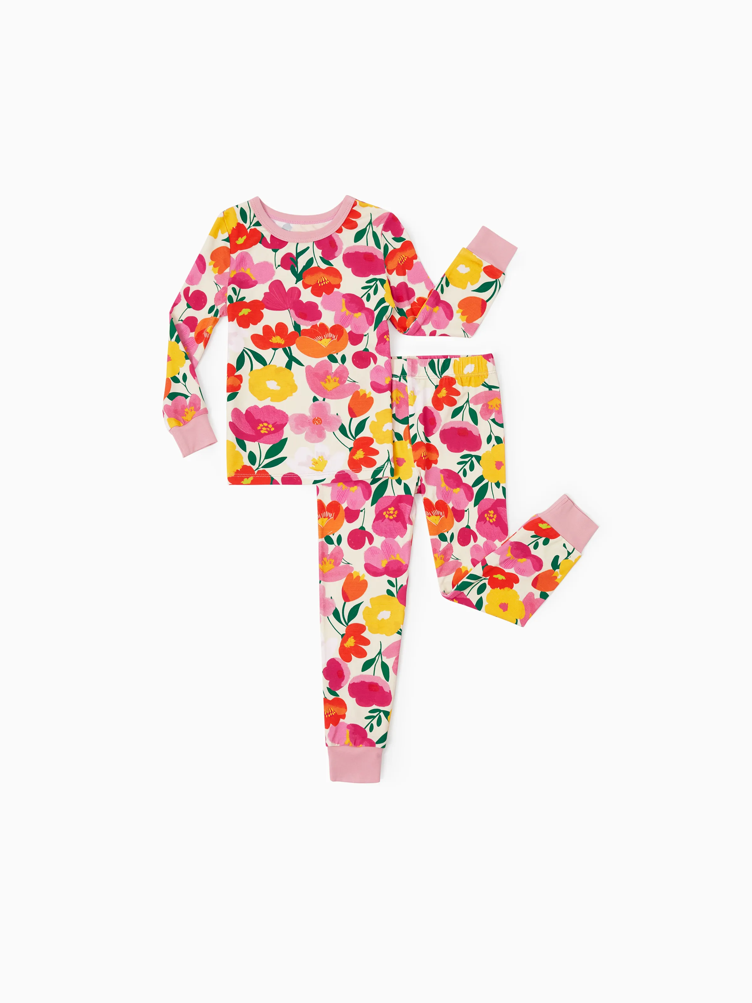 Christmas / Halloween Pajama 2-piece Bamboo Pajamas Set With Childlike Print for Baby / Toddler( Snug-Fitting) Pink