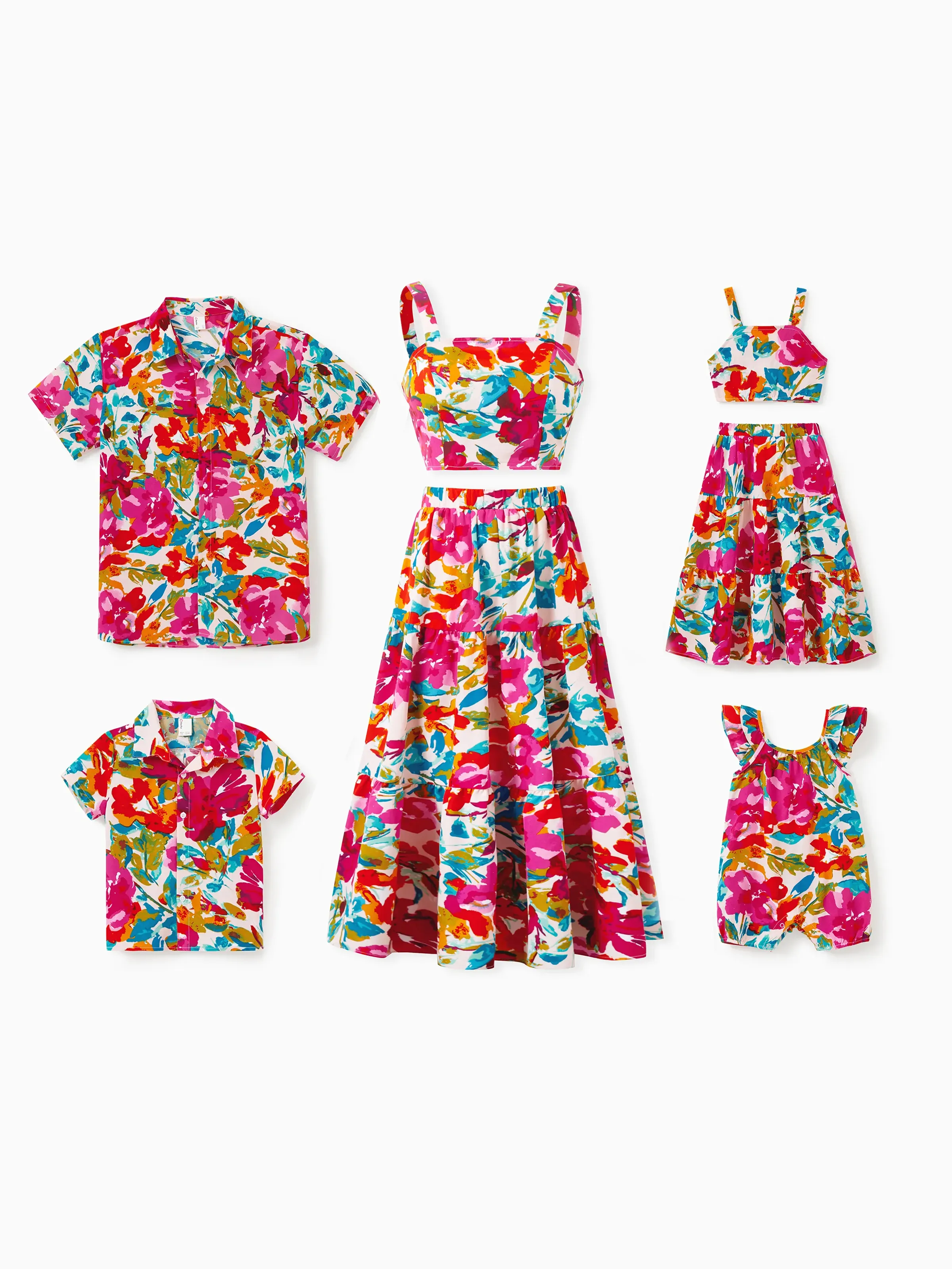 Colorful Toddler/Kid Girl Sleeveless Strap Top and Skirt Co-ord Set & Shirt Sets Summer Vacation Clothe for Beach, Photoshoots, Travel Hot Pink - Image 5