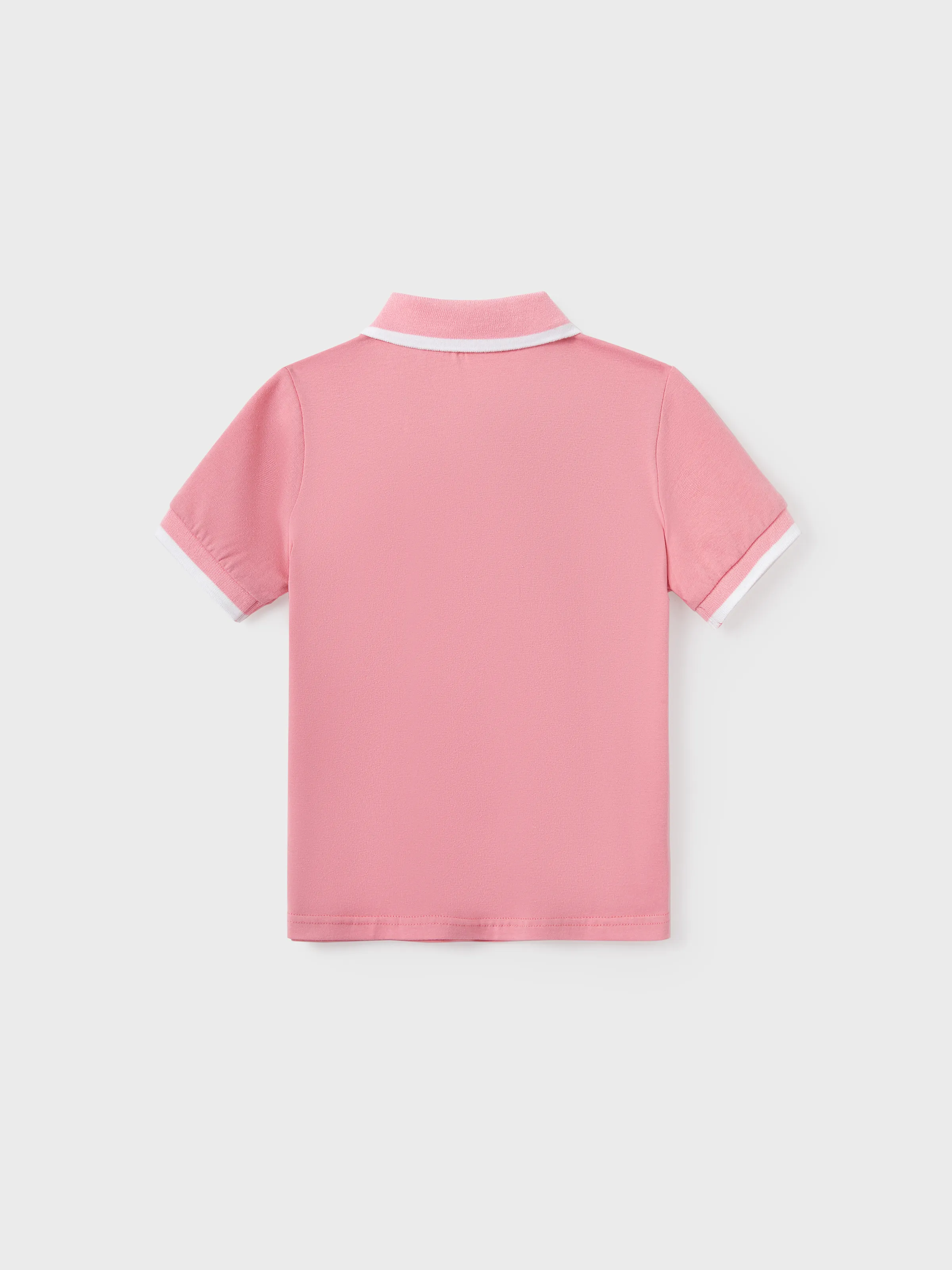 Daddy and Me Family Matching Outfits Set Solid Color Short-sleeve Polo Collar Shirt or Flower Print Hollow out Dress Pink - Image 9