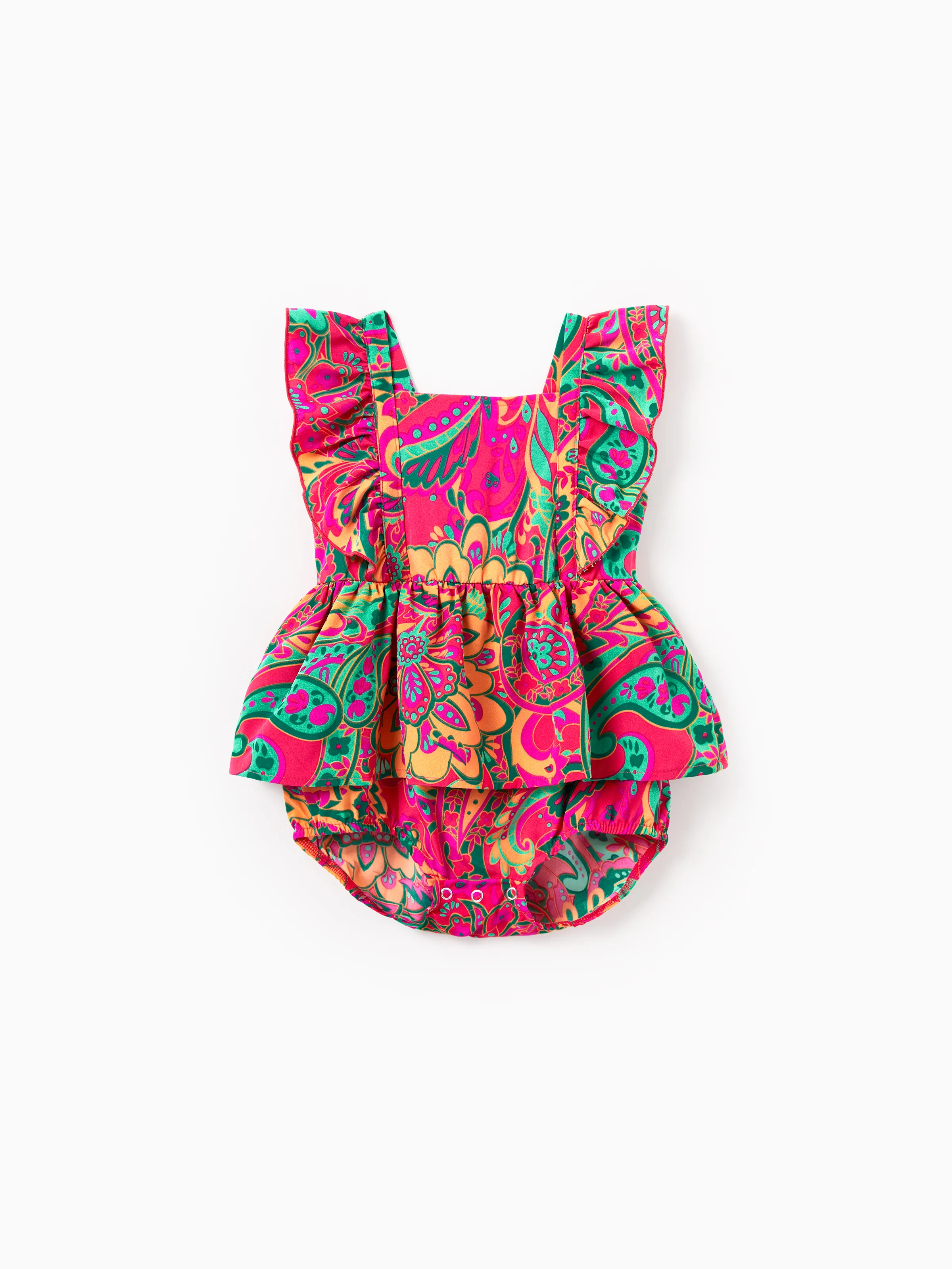 Daddy & Daughter Outfit Set Sleeveless Halter Belted Dress or Short-sleeve Collar Shirt   for Summer Vacation Hot Pink - Image 12