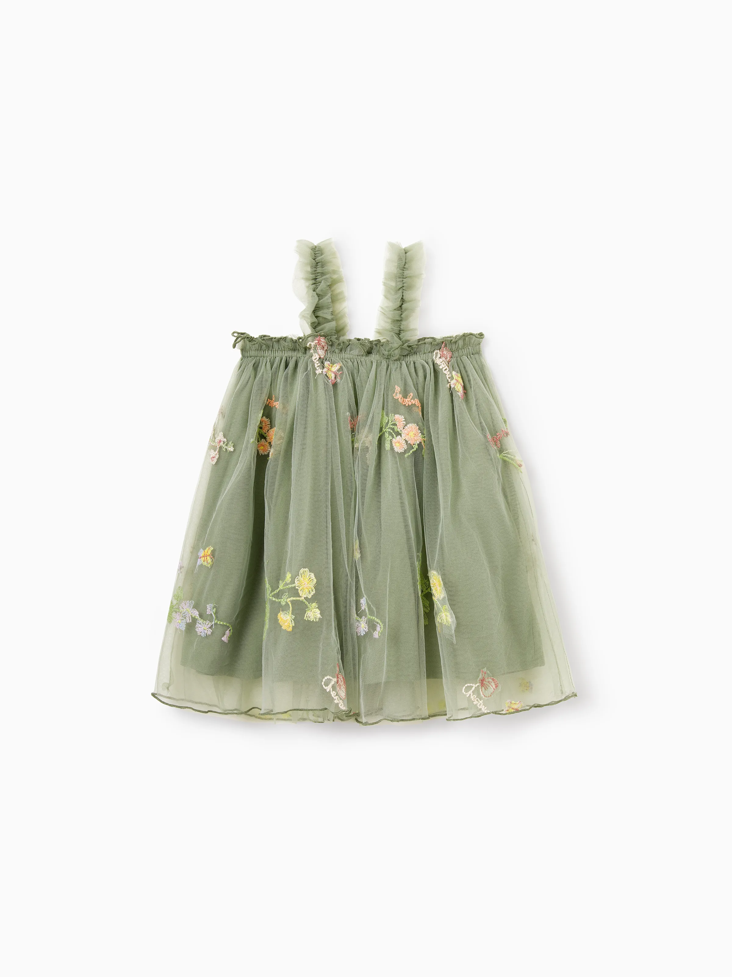 Daddy & Daughter Polo Collar Short-sleeve Shirt or V-neck Strappy Mesh Dress Green - Image 18