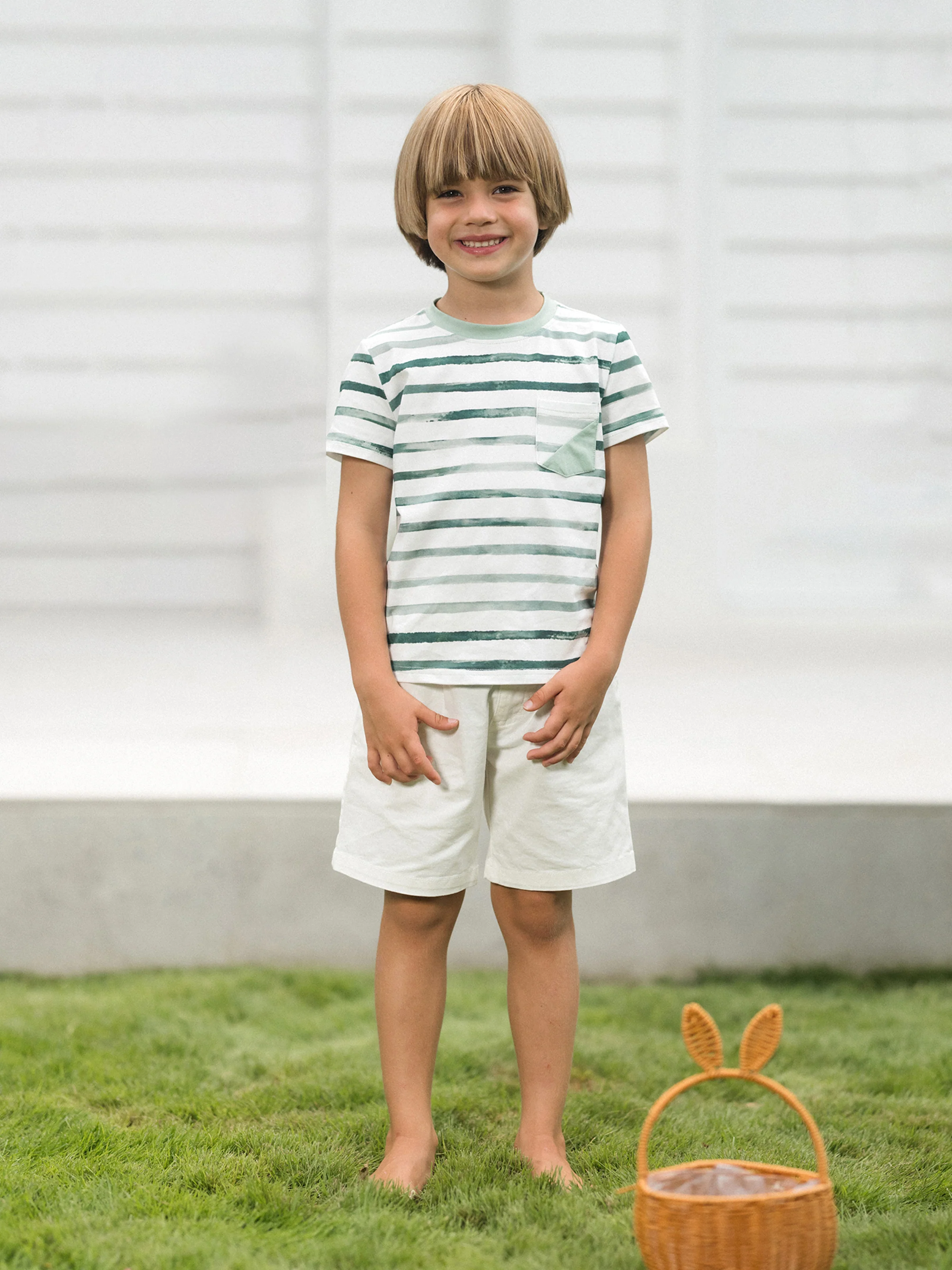 Daddy & Son Cotton Outfits Set Green Striped T-Shirt and Dress Set for Dad, Mom, Kids & Baby, Perfect for Summer Family Outings & Photos Green - Image 11