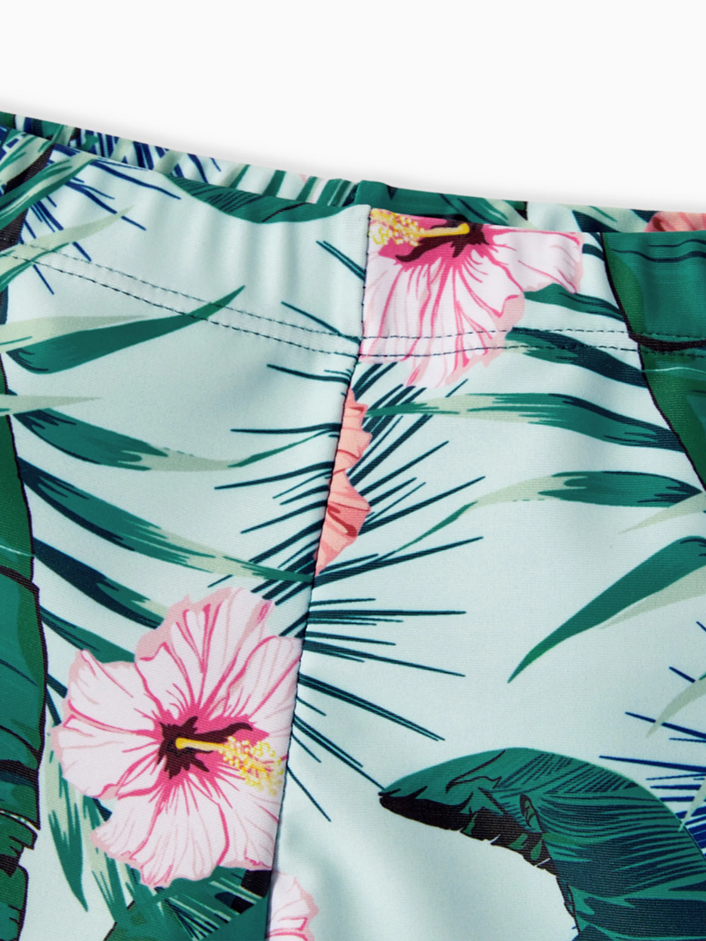 Daddy & Son Plant Print Swim Trunks Green - Image 7