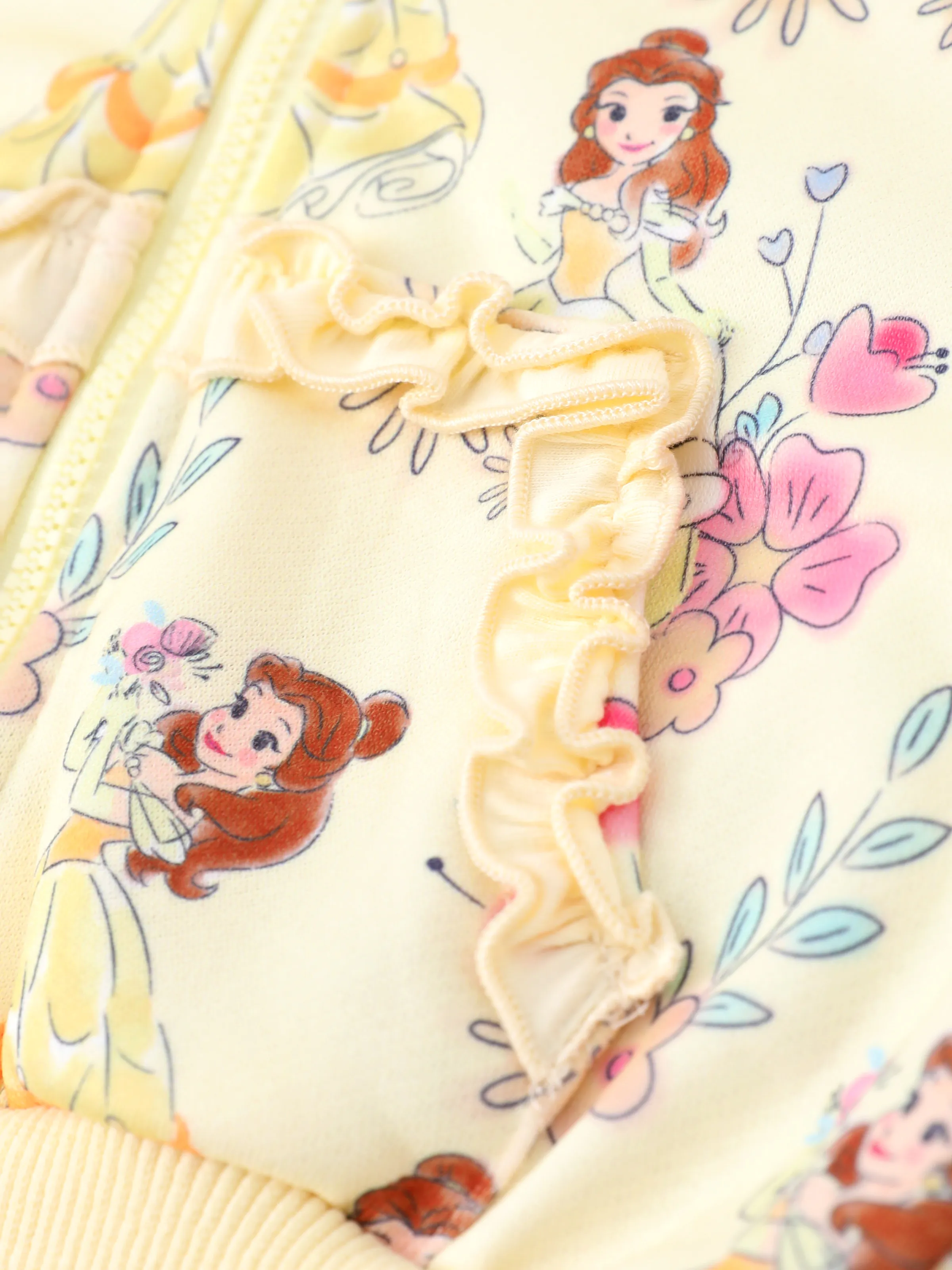 Disney Princess Baby/Toddler Girl Belle Floral Pattern Ruffled Hooded Jacket
Yellow - Image 5