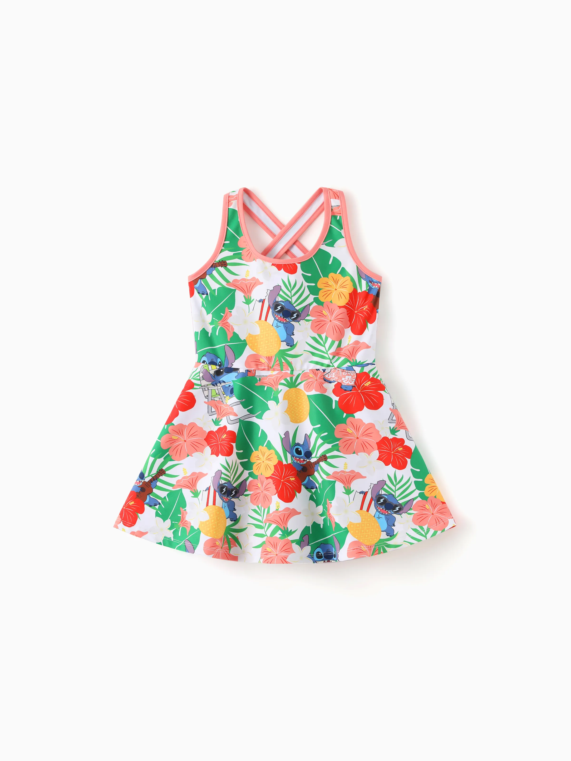 Disney Stitch Matching Family Tropical Floral Sporty Dress/ Cotton Top Multi-color - Image 13