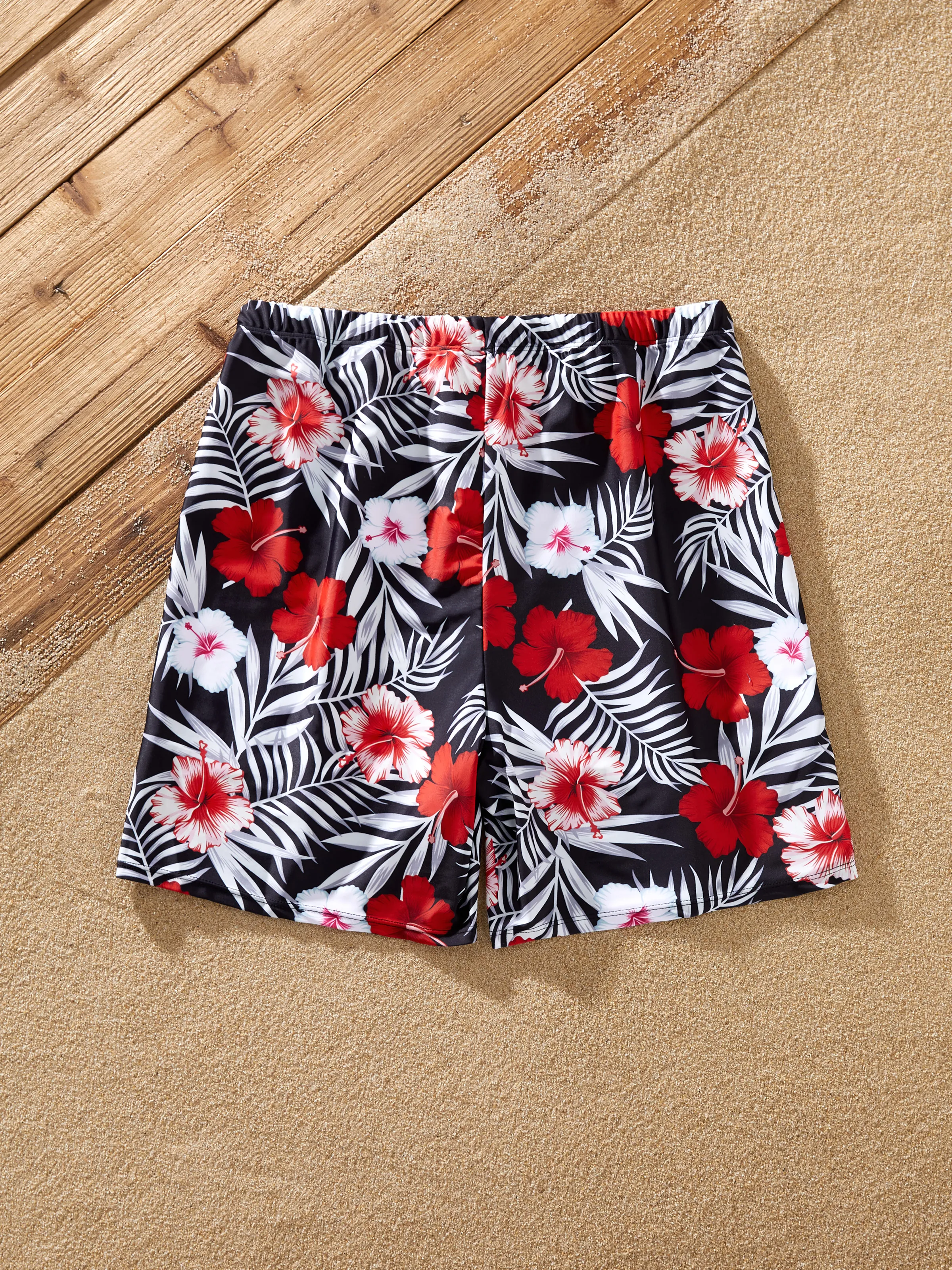 Family Matching Tropical Floral Swim Trunk or 2 Pieces Halter Swimsuit Black - Image 17