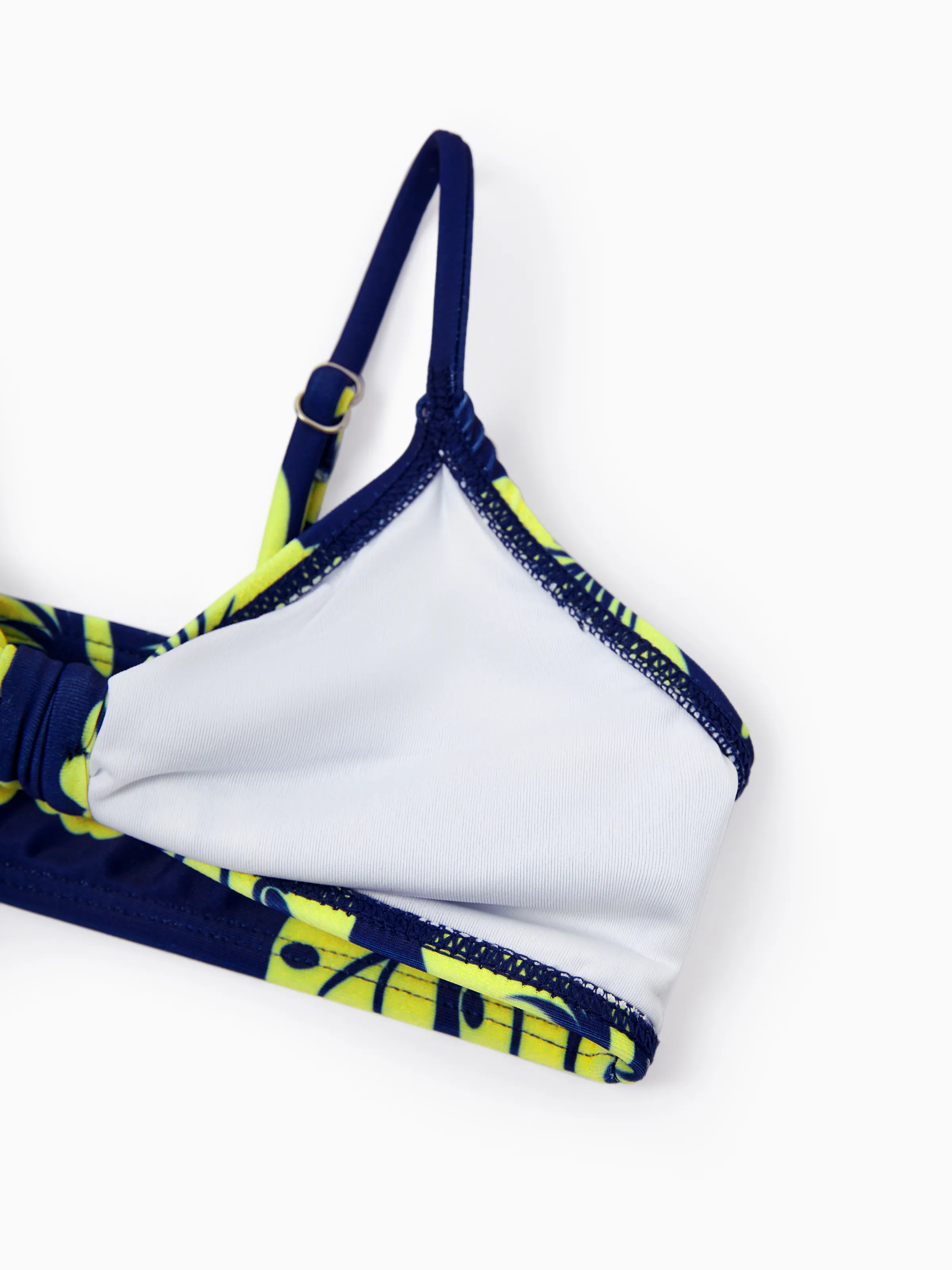Family Matching Tropical Floral Swimsuits Halter Bikini & Swim Trunks Set Deep Blue - Image 16