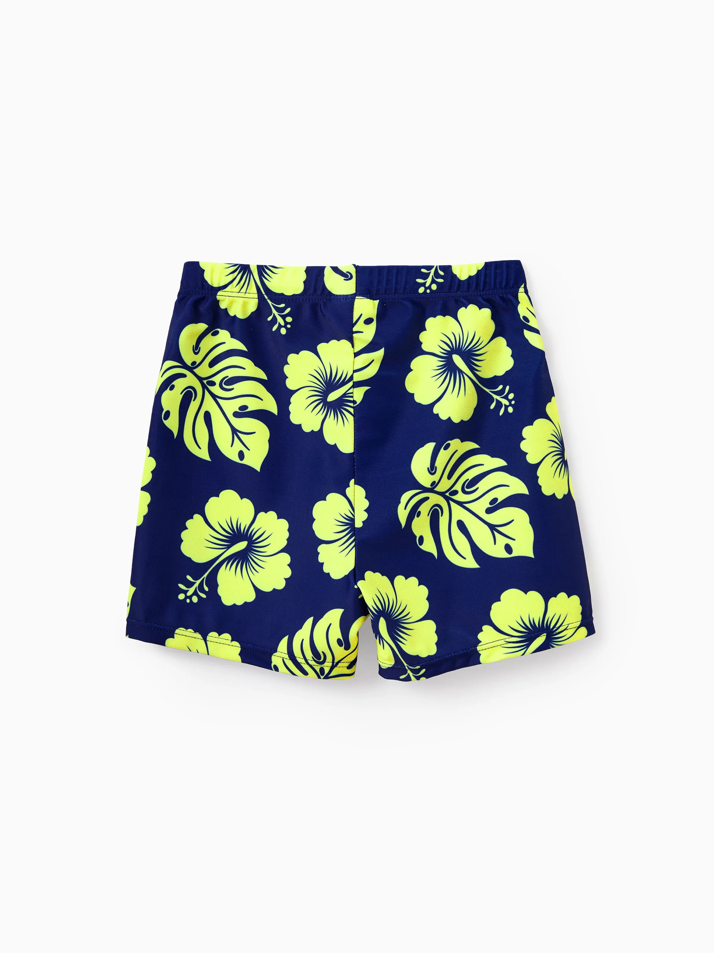 Family Matching Tropical Floral Swimsuits Halter Bikini & Swim Trunks Set Deep Blue - Image 20