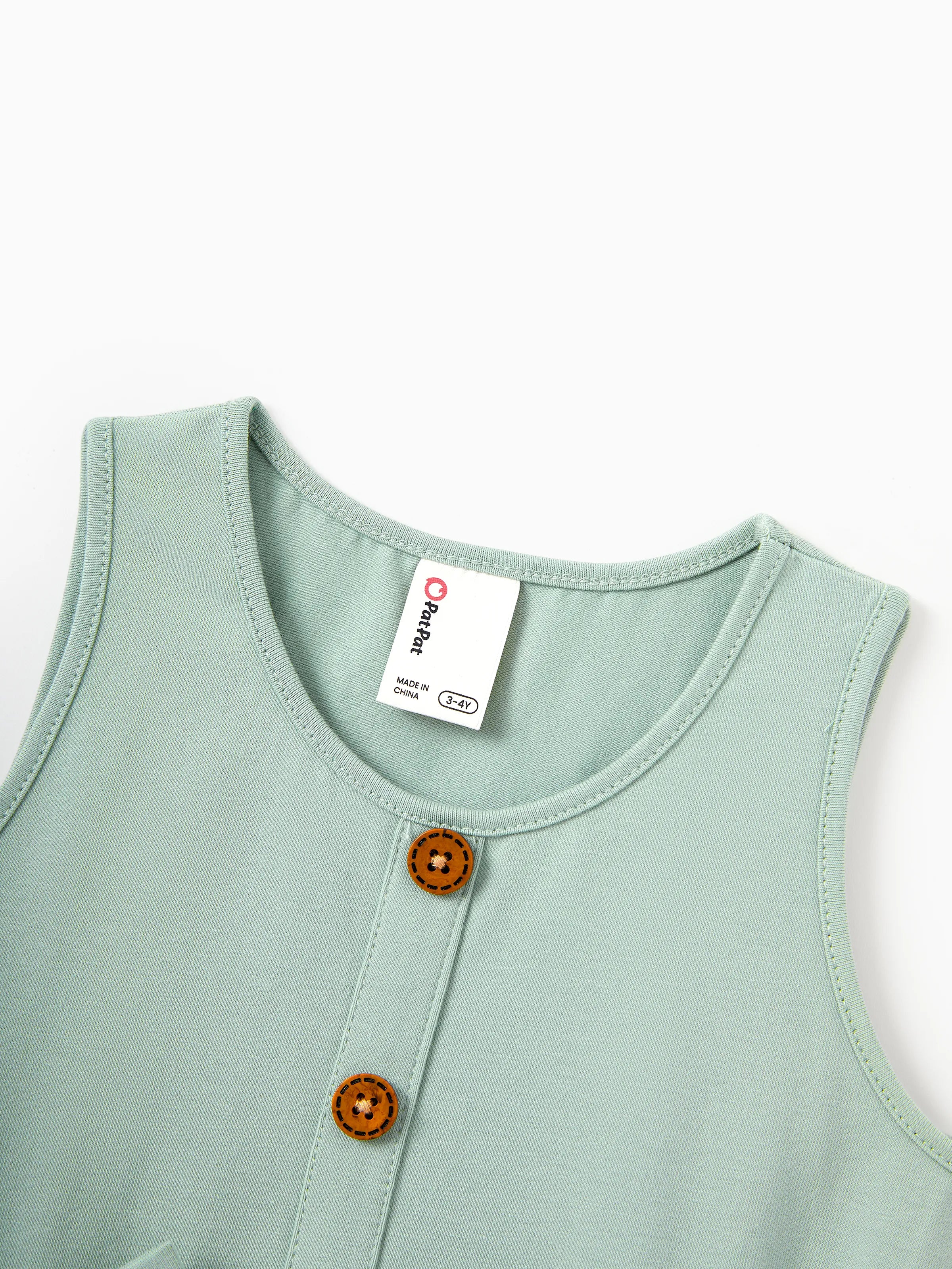 Family Matching Tropical Print Outfits Mommy & Me Tank Dress & Dad/Kids Cotton T-Shirt Set
Green - Image 14