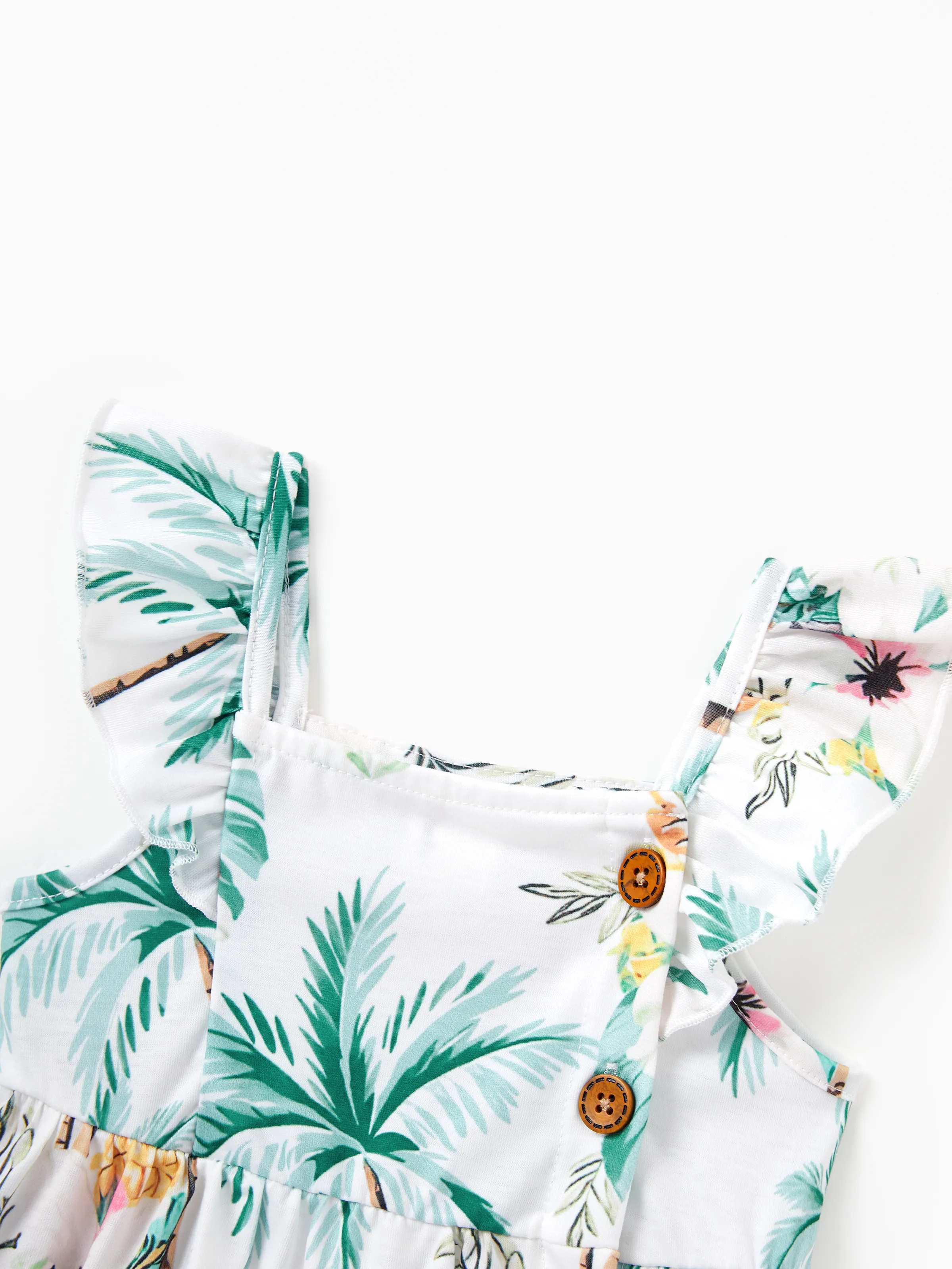 Family Matching Tropical Print Outfits Mommy & Me Tank Dress & Dad/Kids Cotton T-Shirt Set
Green - Image 19