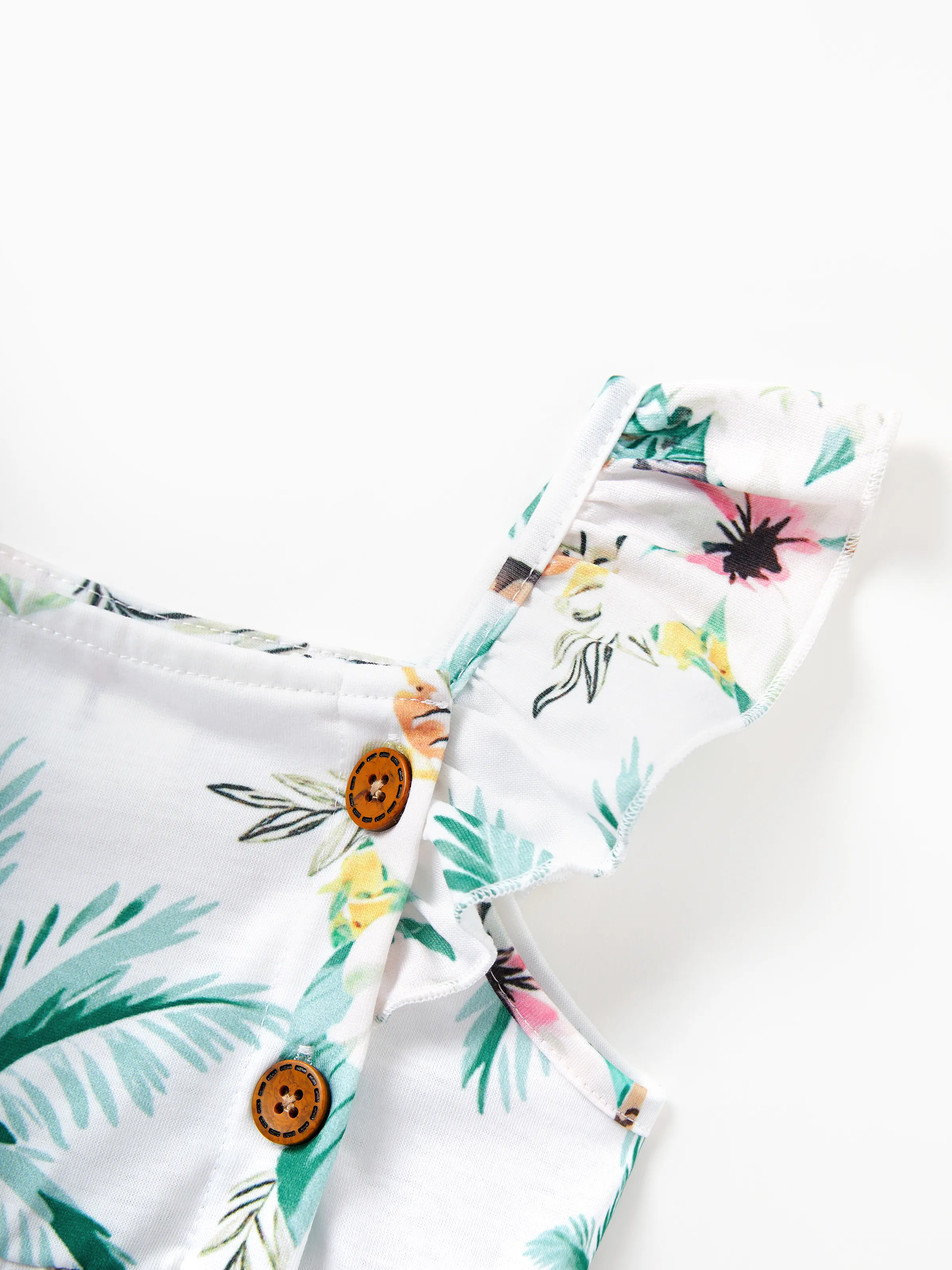 Family Matching Tropical Print Outfits Mommy & Me Tank Dress & Dad/Kids Cotton T-Shirt Set
Green - Image 20
