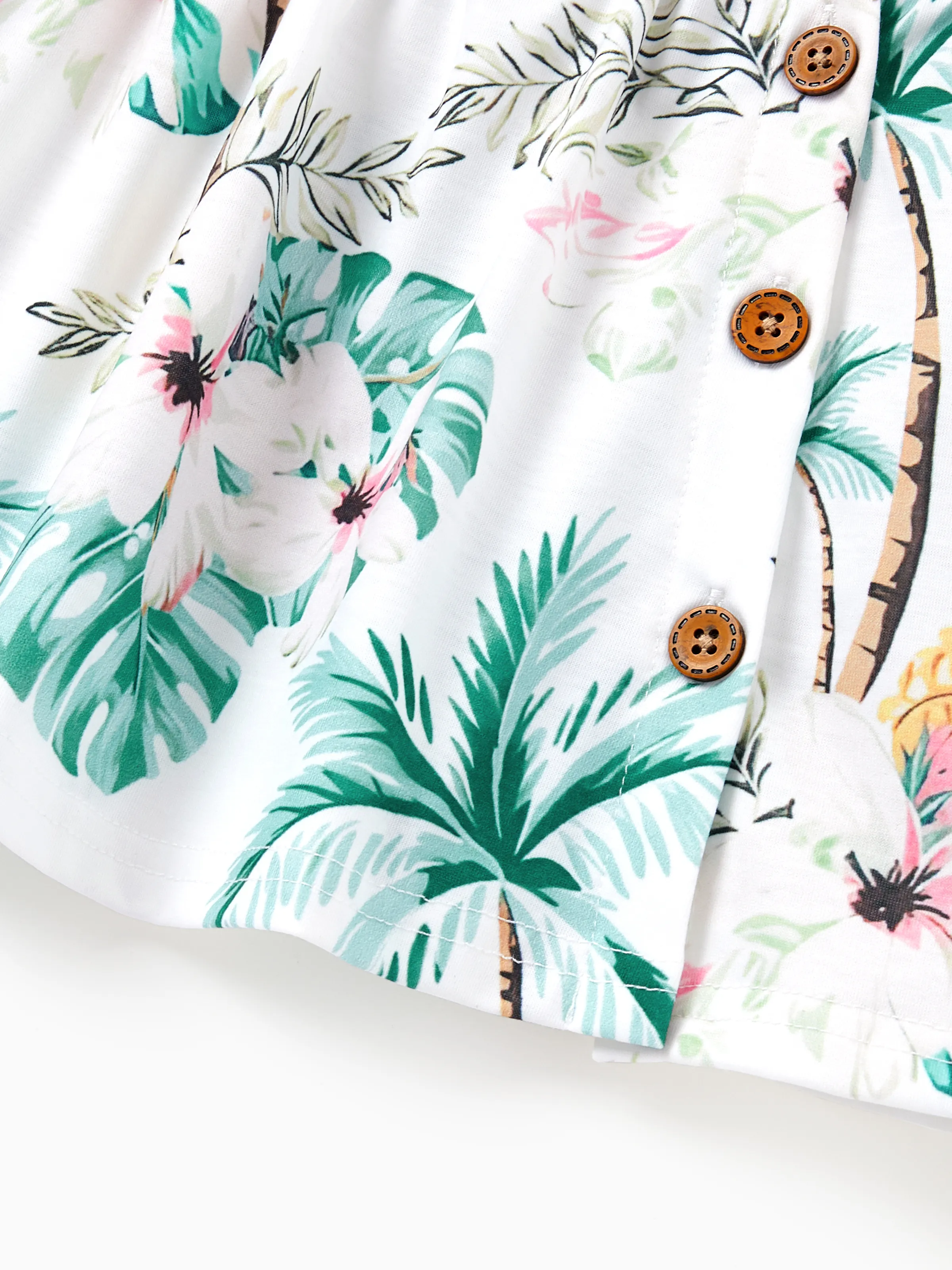 Family Matching Tropical Print Outfits Mommy & Me Tank Dress & Dad/Kids Cotton T-Shirt Set
Green - Image 21