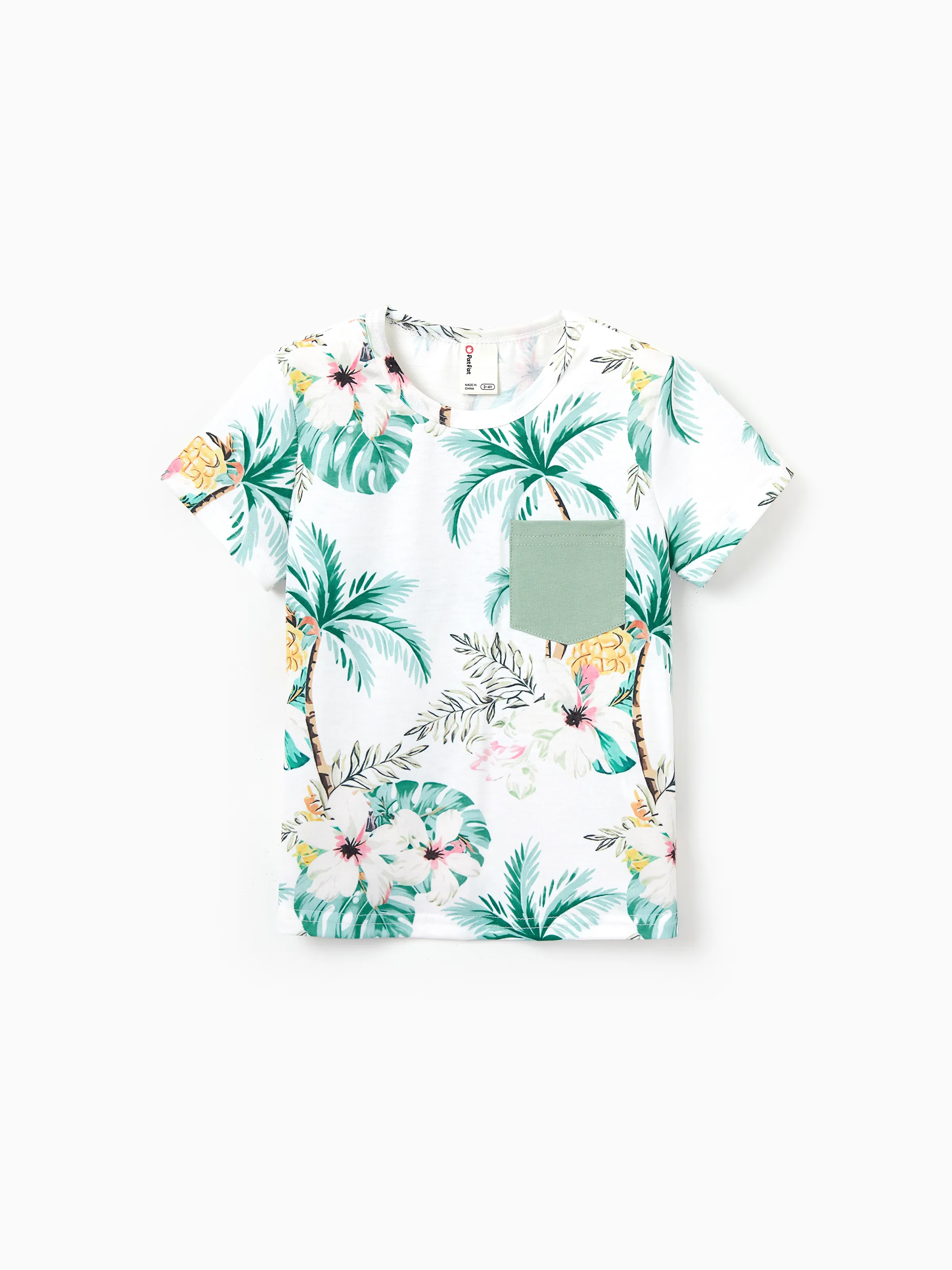 Family Matching Tropical Print Outfits Mommy & Me Tank Dress & Dad/Kids Cotton T-Shirt Set
Green - Image 24