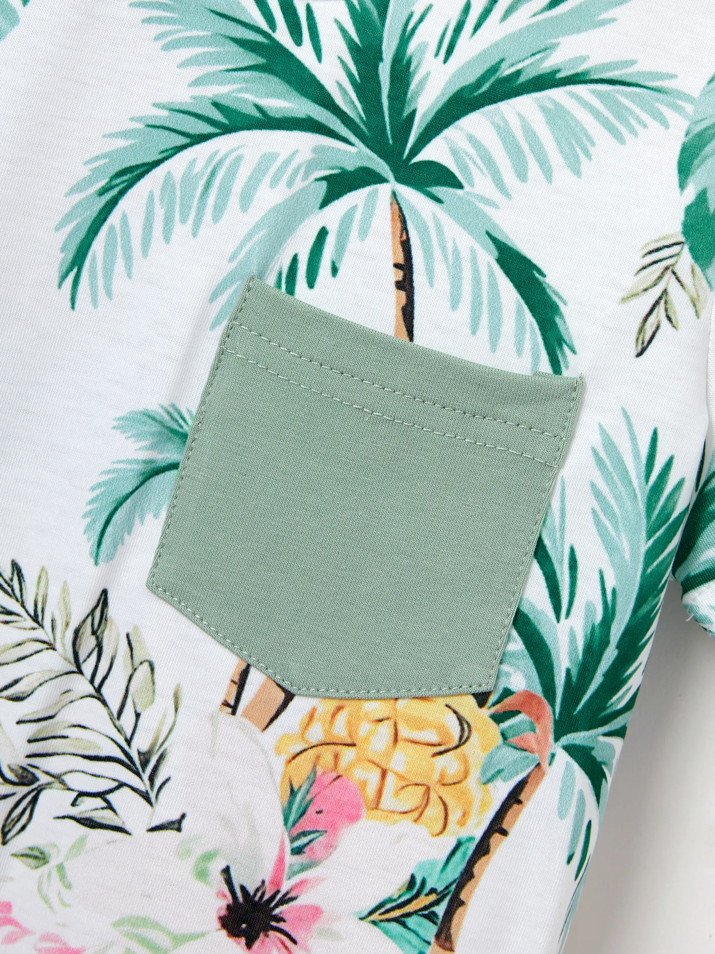 Family Matching Tropical Print Outfits Mommy & Me Tank Dress & Dad/Kids Cotton T-Shirt Set
Green - Image 28