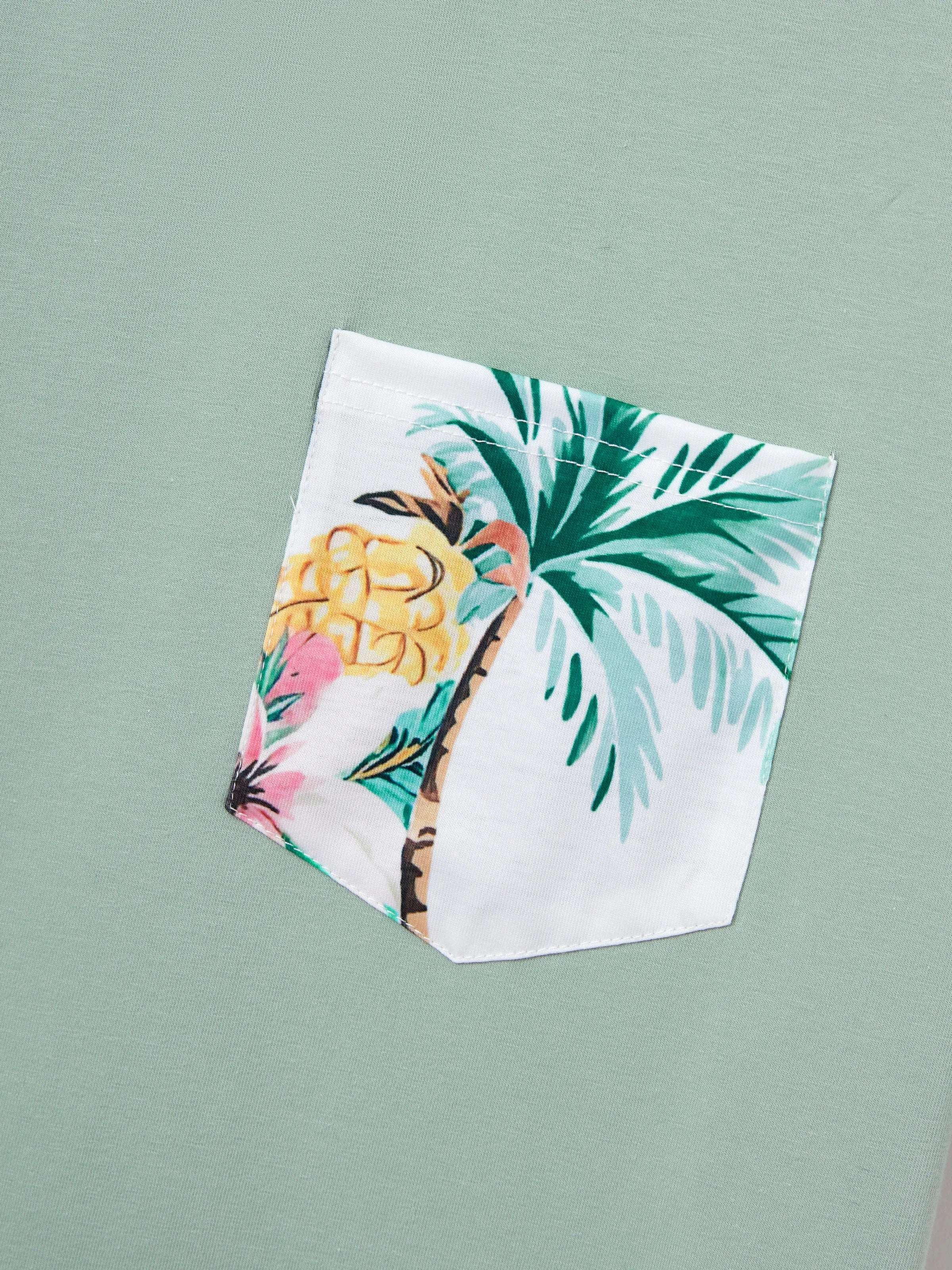 Family Matching Tropical Print Outfits Mommy & Me Tank Dress & Dad/Kids Cotton T-Shirt Set
Green - Image 34