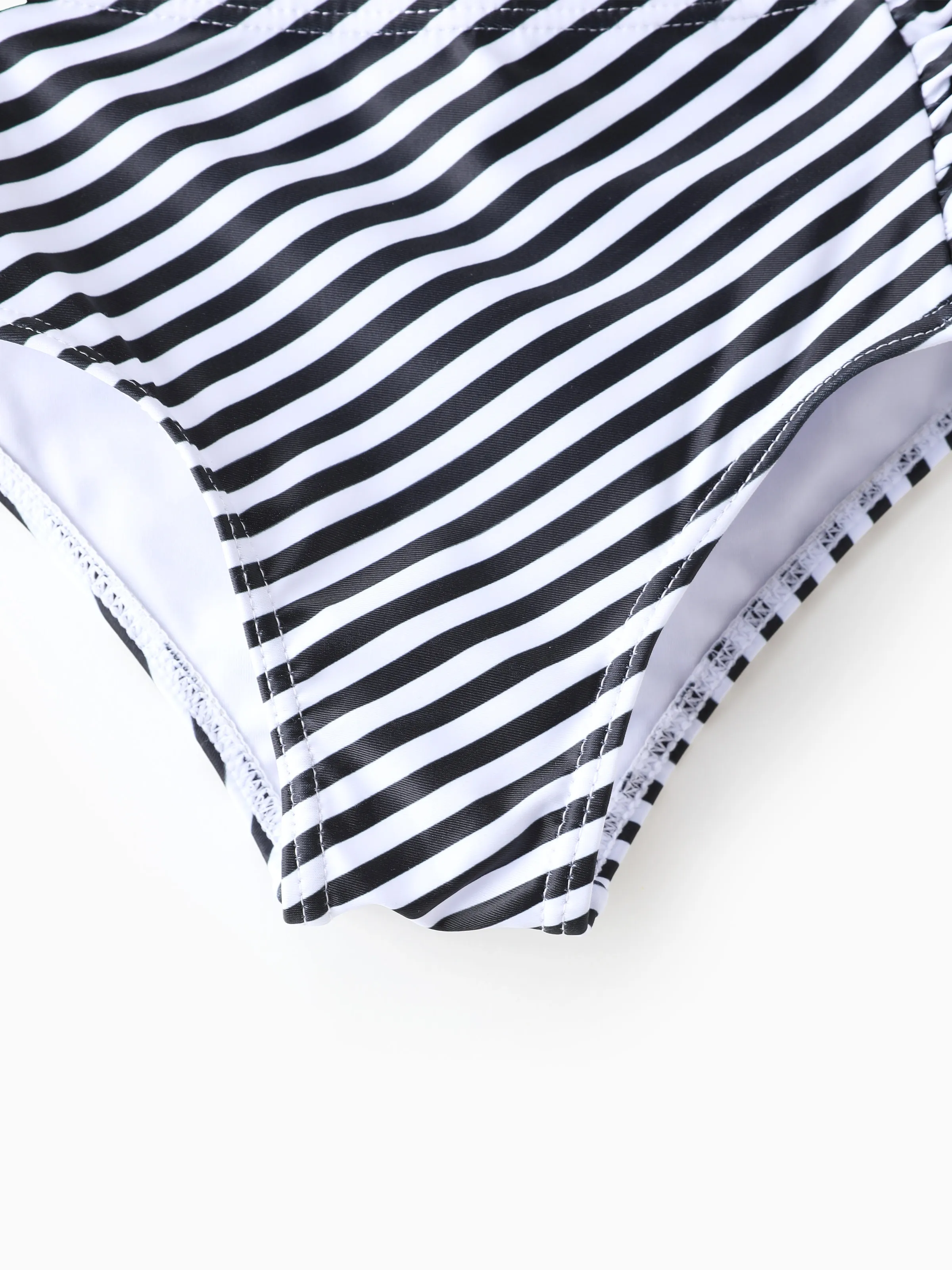 Family Matching Vertical Stripe Drawstring Swim Drunks or Besties Printed Crop Tank Bikini Khaki - Image 6