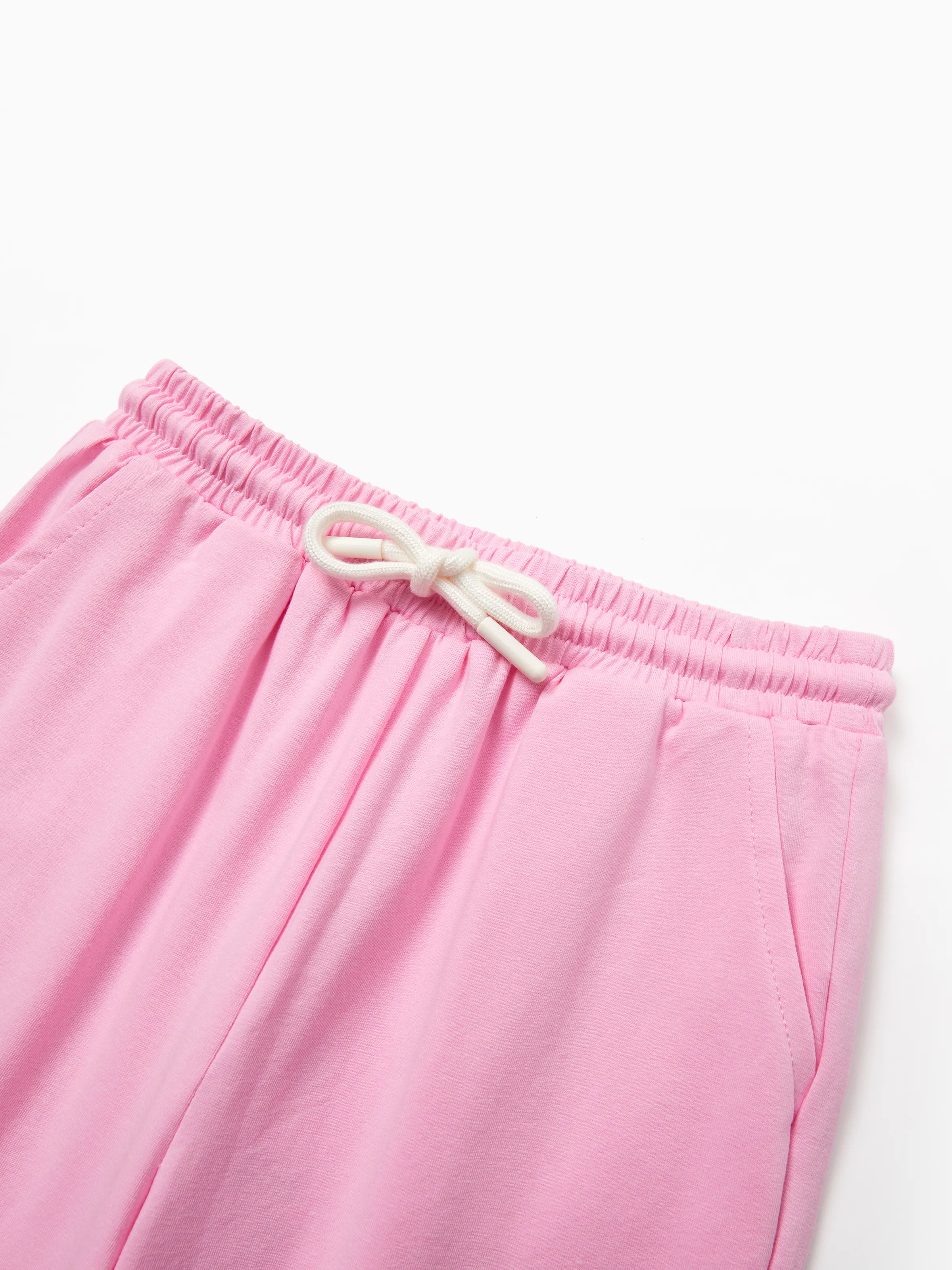 Kid Girl Casual Cotton Elasticized Pocket Pants Pink - Image 2