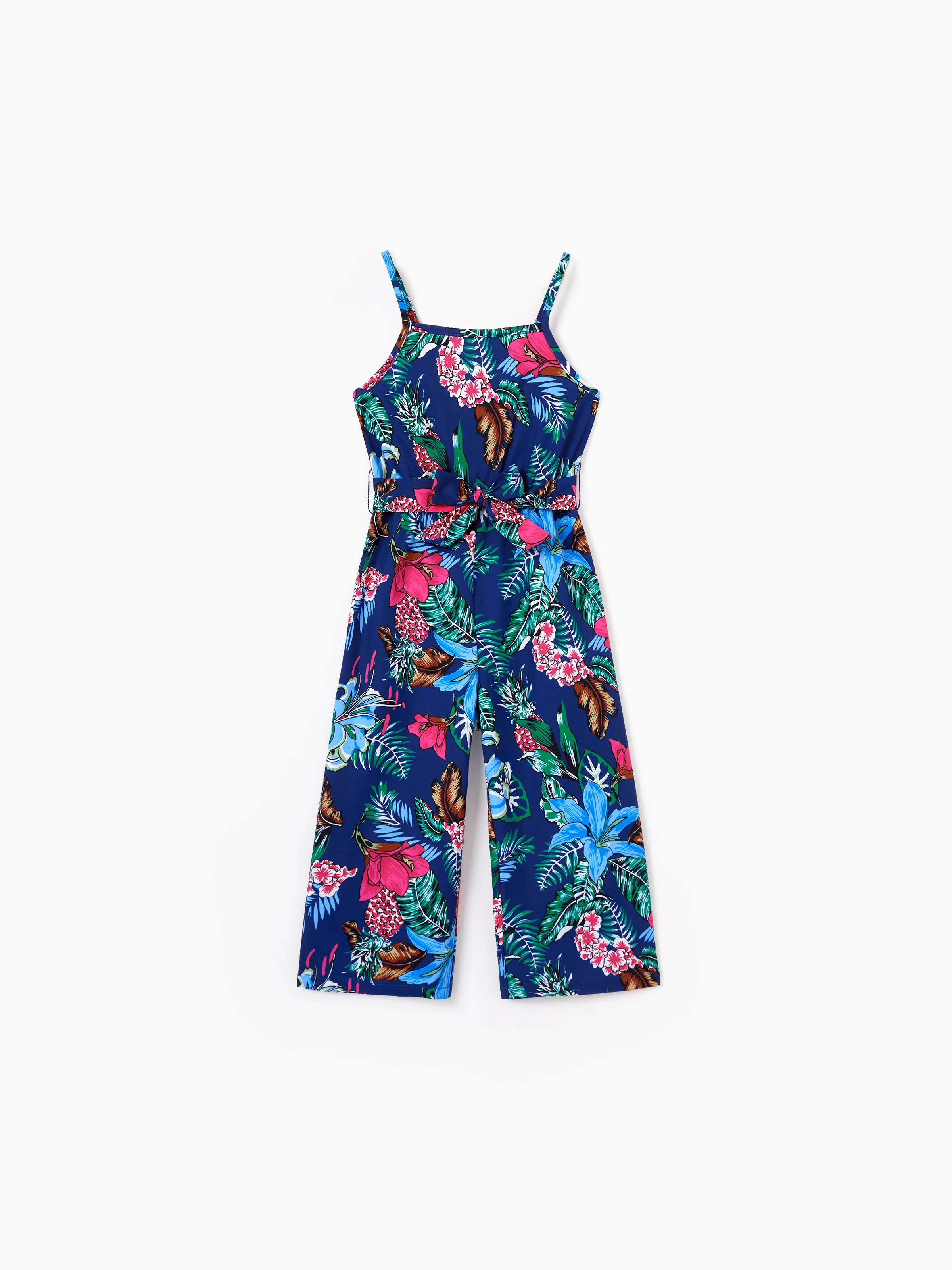 Matching Family Floral Print Sleeveless Cami Jumpsuit for Mommy & Me Deep Blue - Image 6