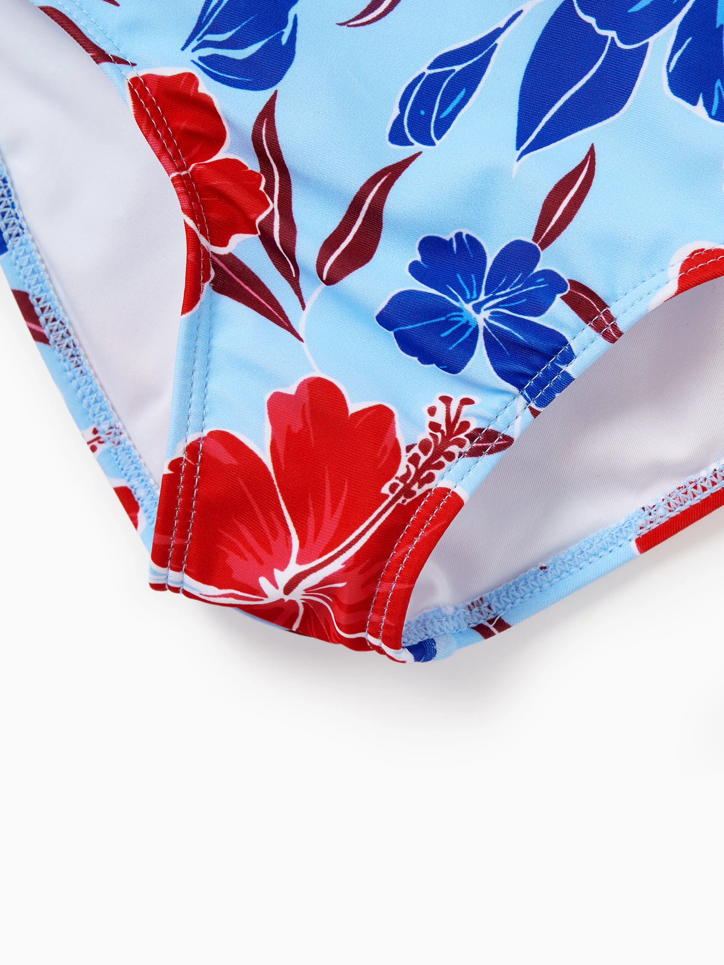 Matching Family Swimwear Floral Print Bikini & Swim Trunks Set for Mom, Dad, & Kids, Perfect for Summer Beach Days & Pool Parties Red - Image 11