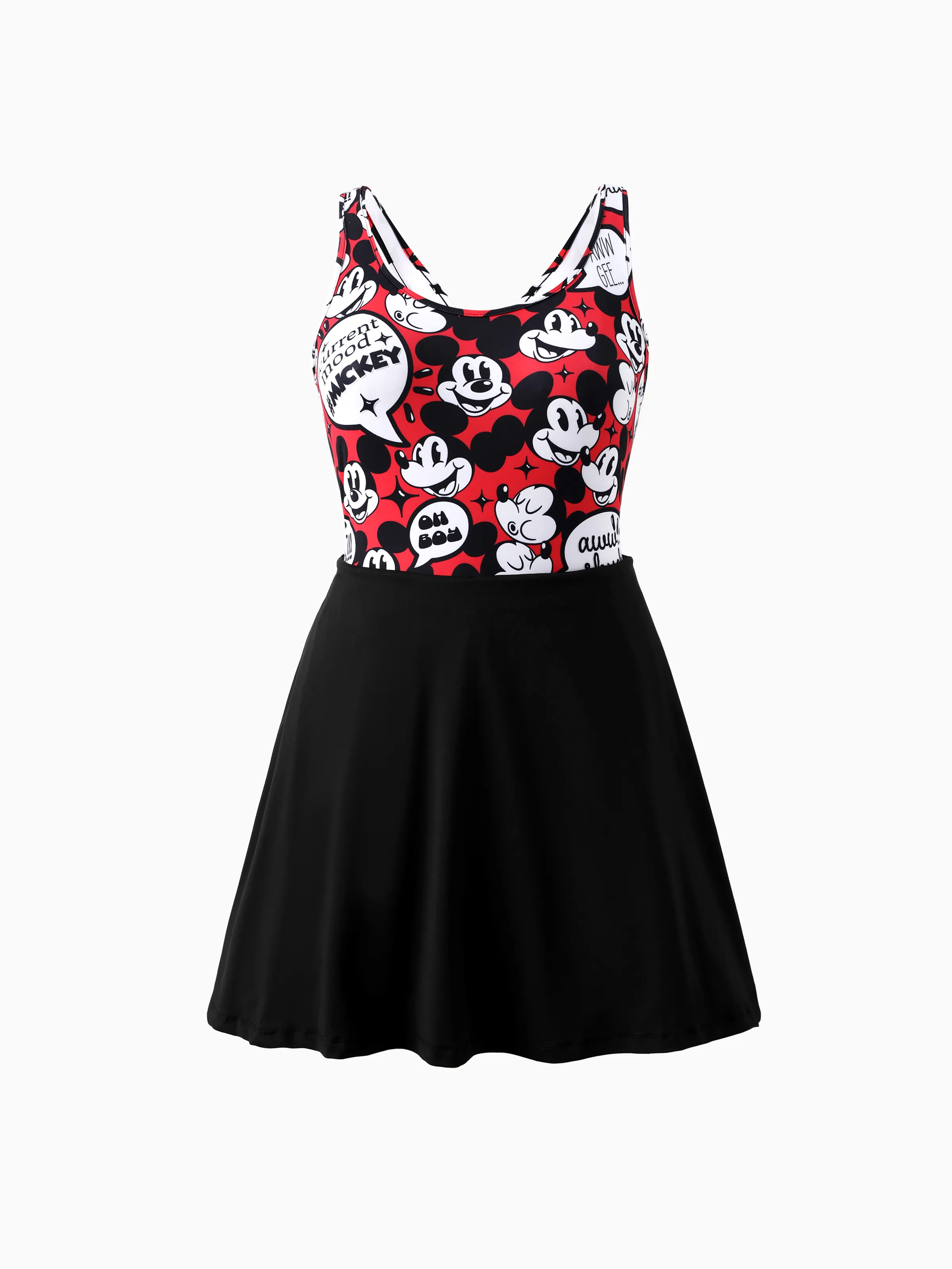 Disney Mickey and Friends Mommy and Me Family matching 1pc Mickey Mouse Graffiti Cotton T-shirt or Colorblock Dress with Built-in Shorts & Pockets or Naia™ Allover Romper Red - Image 7