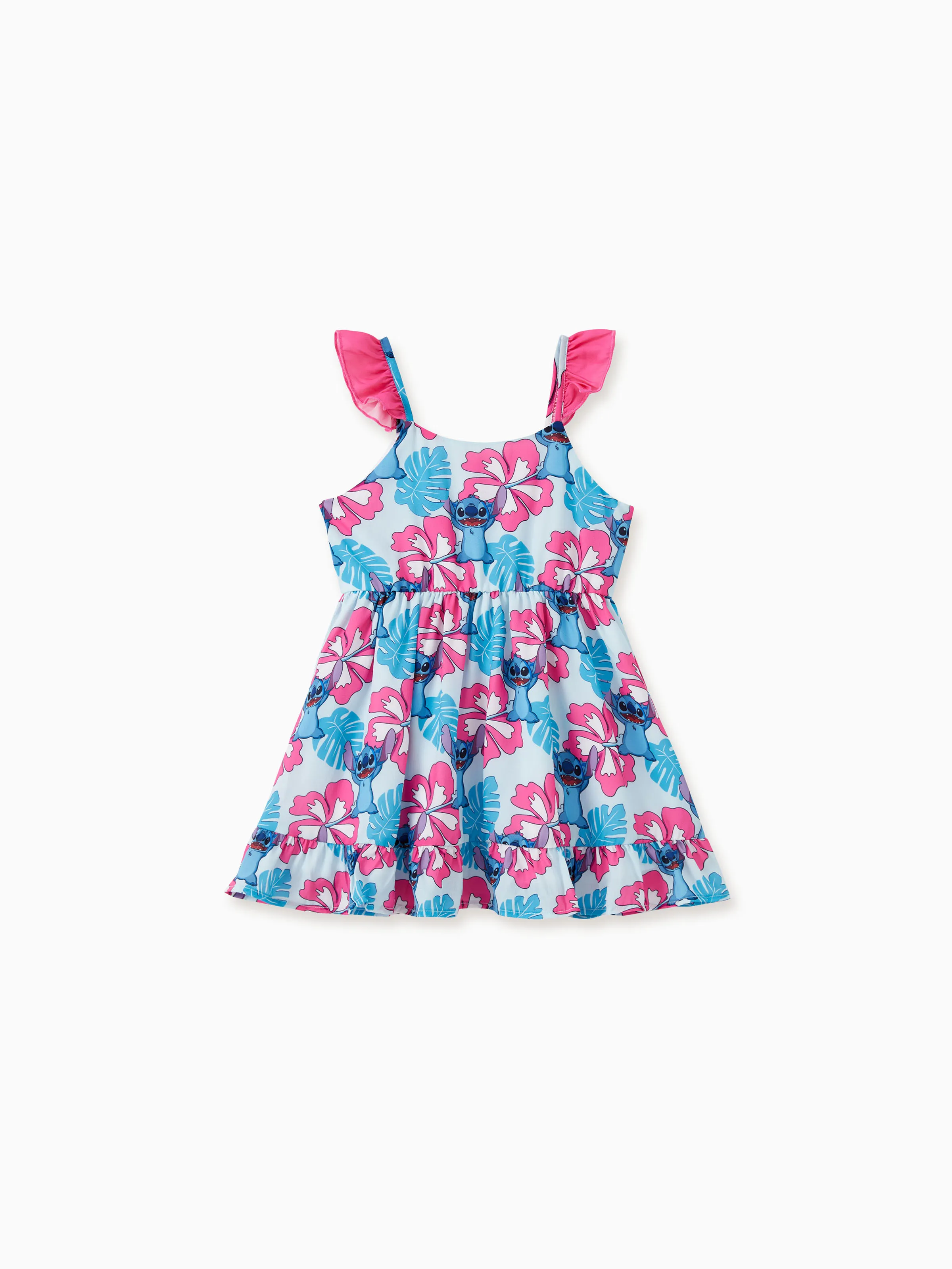 Disney Stitch Mommy and Me Family Matching Naia™ Stitch and Hawaii Style Floral Print Sleeveless Dress/Onesie／Shirt Multi-color - Image 8