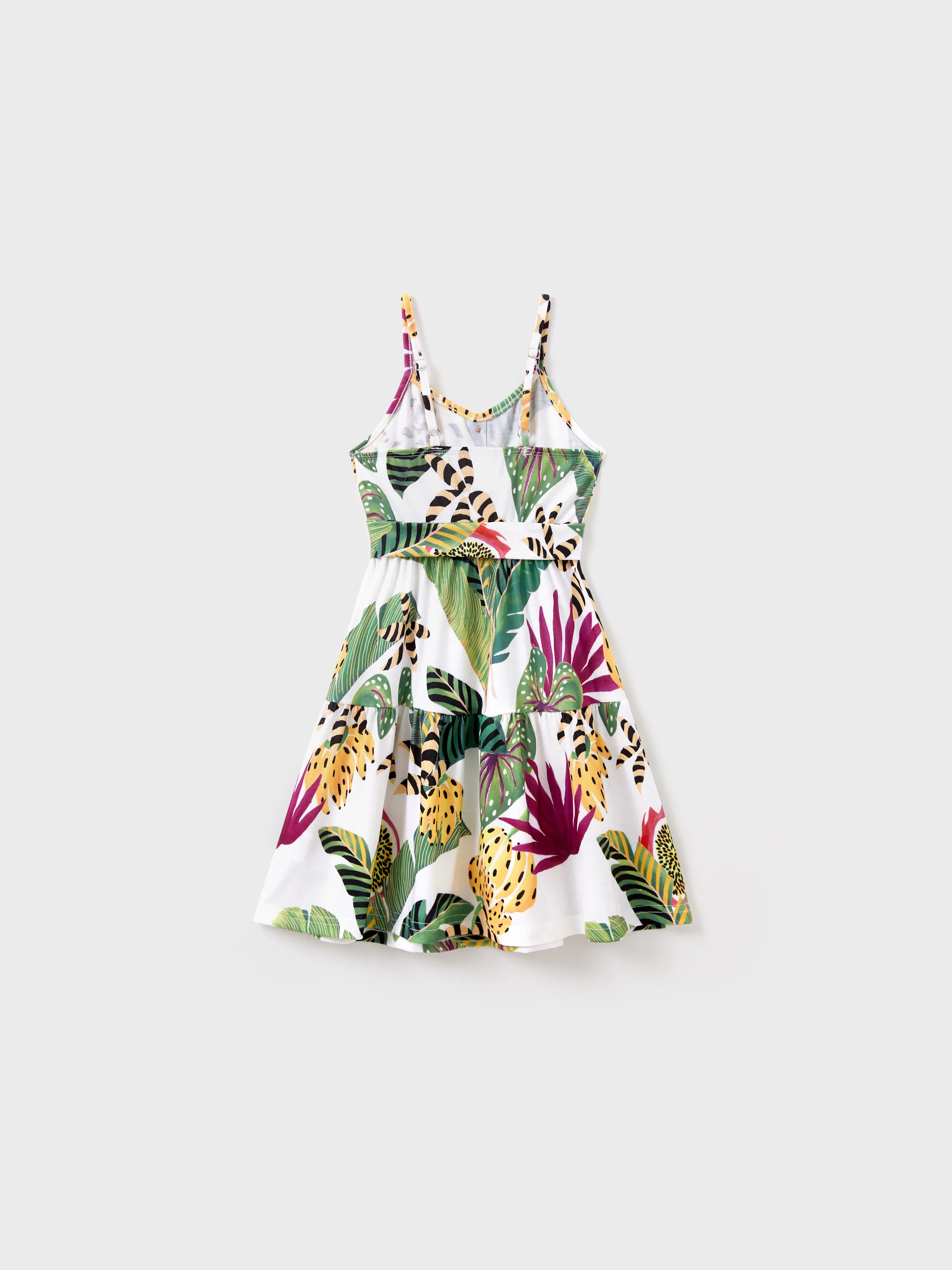 Mommy and Me Family Matching Tropical Floral Print Short-sleeve Top or Camisole Dress Set Multi-color - Image 9