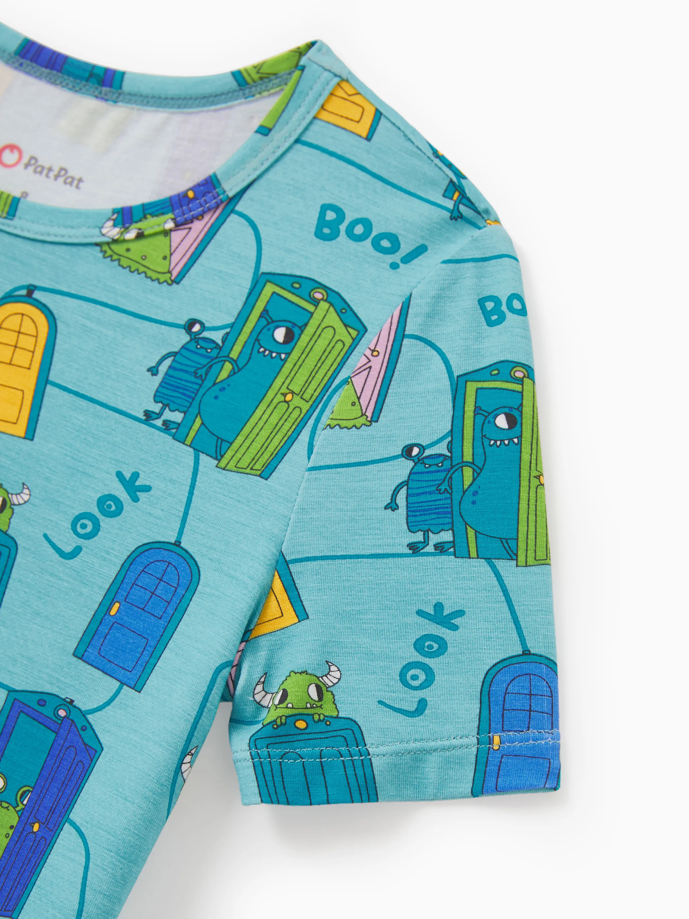 Mommy & me Bamboo Family Pajamas Cartoon Print Short-sleeve Matching Pajama set ( Snug-Fitting for Children ) Green - Image 10