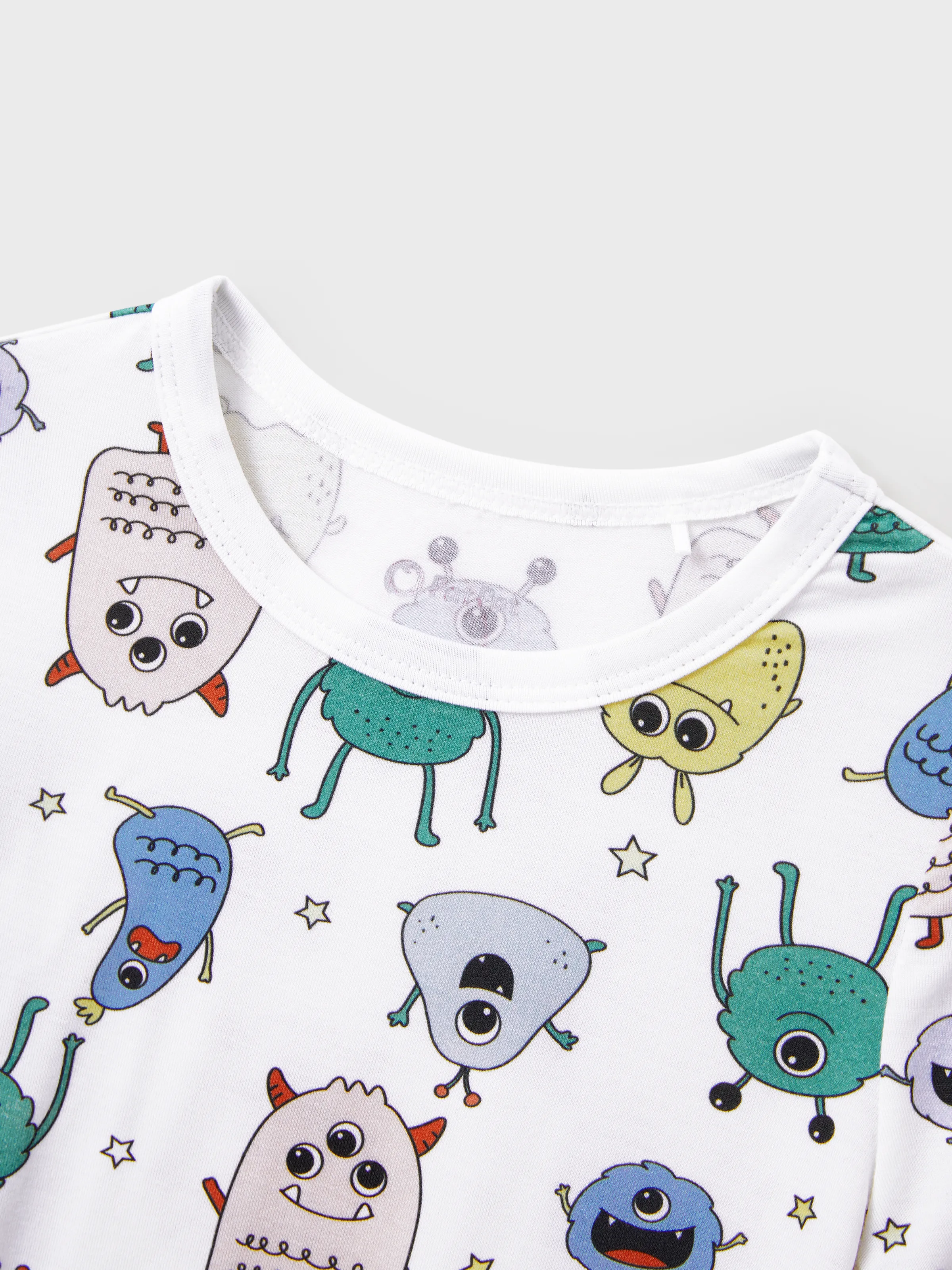 Mommy & me Bamboo Family Pajamas Cute Little Monster Print Short-sleeve Matching Pajama Set ( Snug-Fitting for Children ) White - Image 10