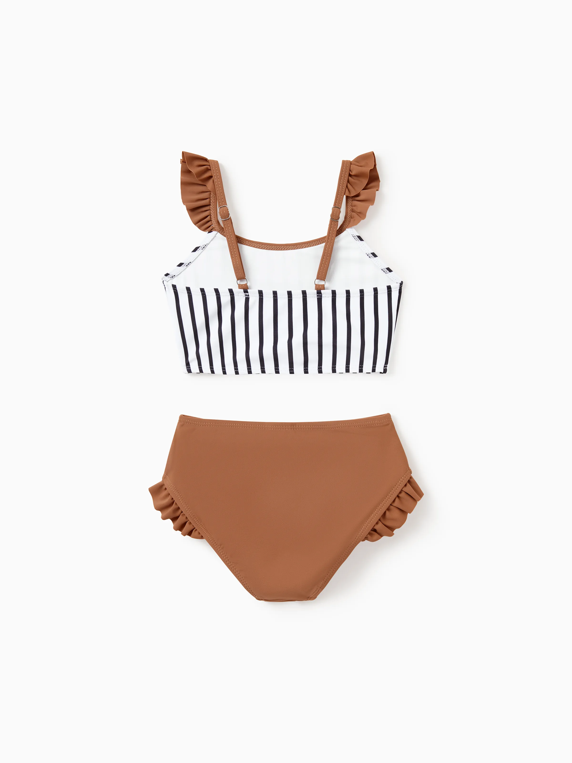 Mommy & me Color Block Swimsuits Striped Bikini & Swim Trunks Set Color block - Image 8
