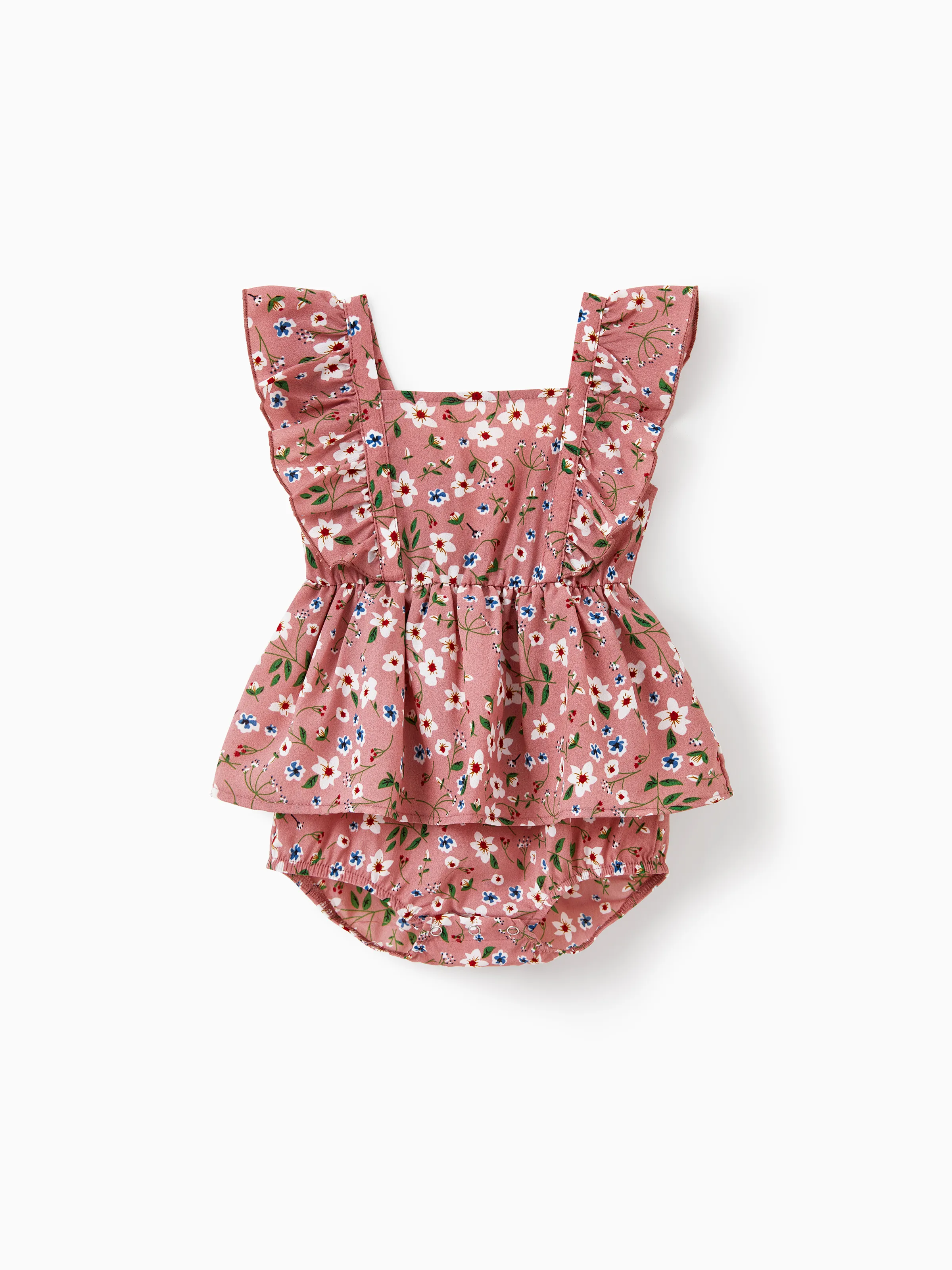 Mommy & me Cotton T-Shirt & Dress Set Daddy / Mini Print Black Tee for Dad and boy, Floral Print splicing Dress for Mom, girl and Baby, Perfect for Summer Family Outings Black - Image 13