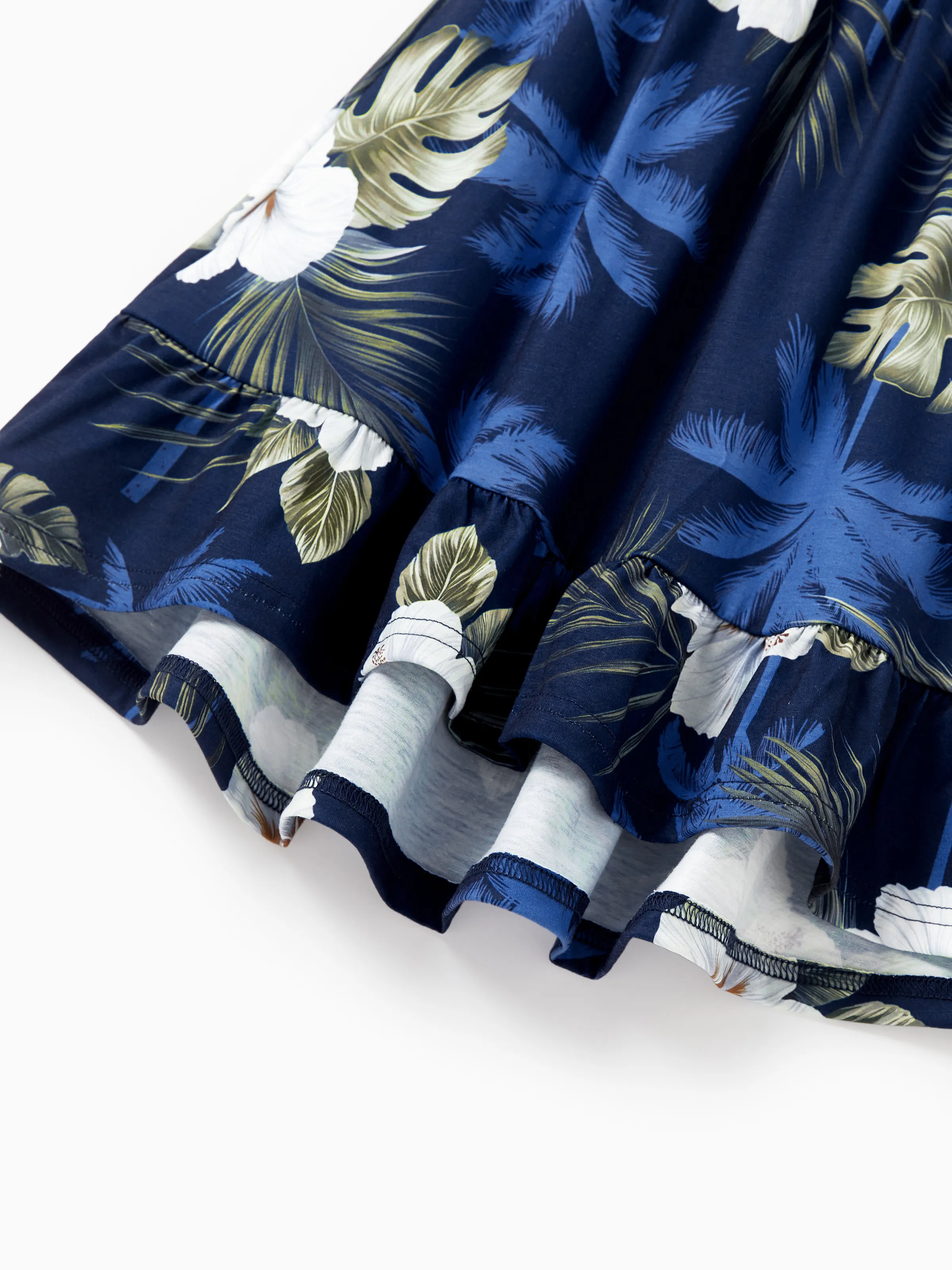 Mommy & me Floral Print Splicing Sleeveless Tank Dress Deep Blue - Image 12