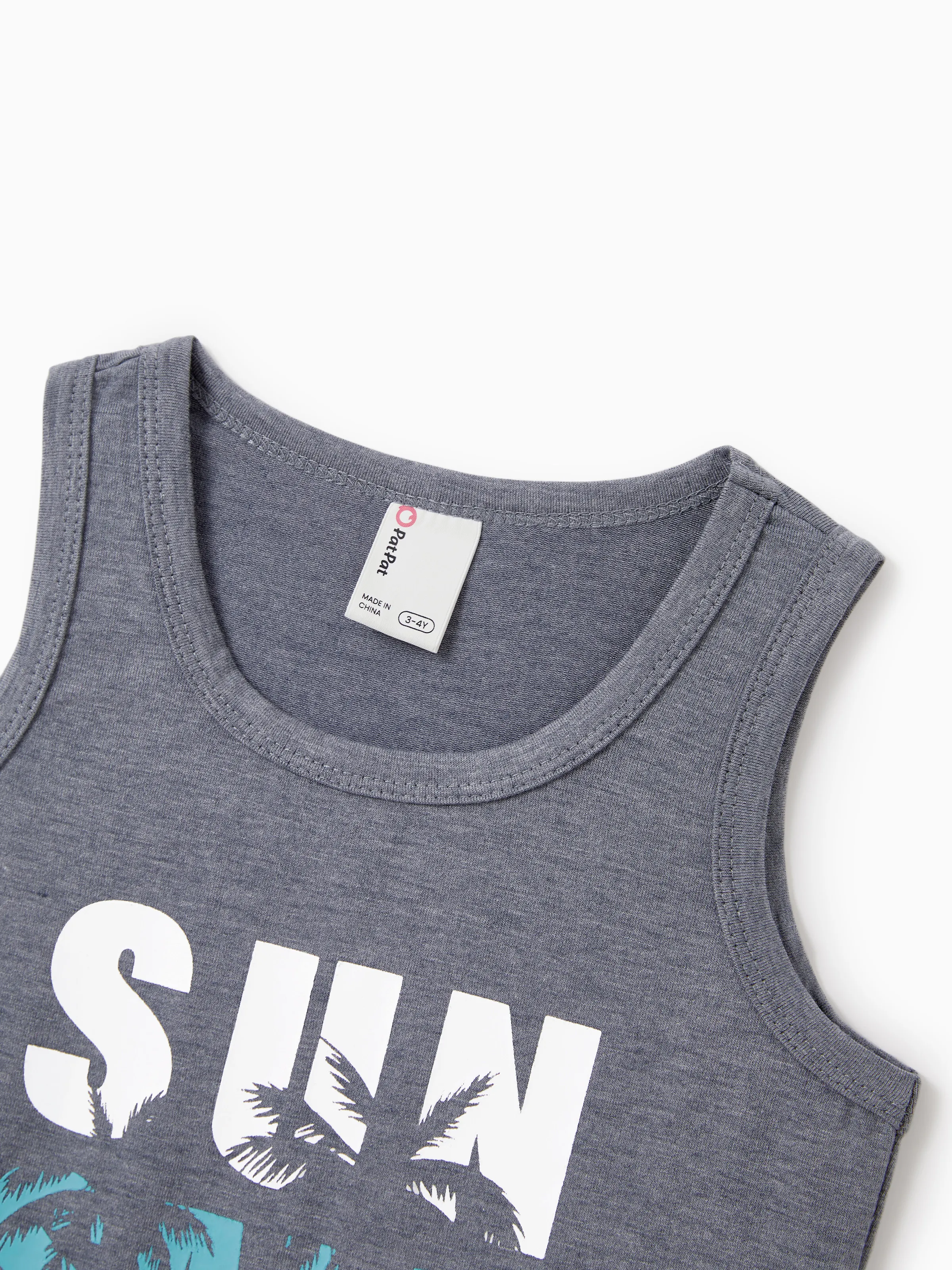 Mommy & me Letter Print Sleeveless Tank Dress Set Grey - Image 10