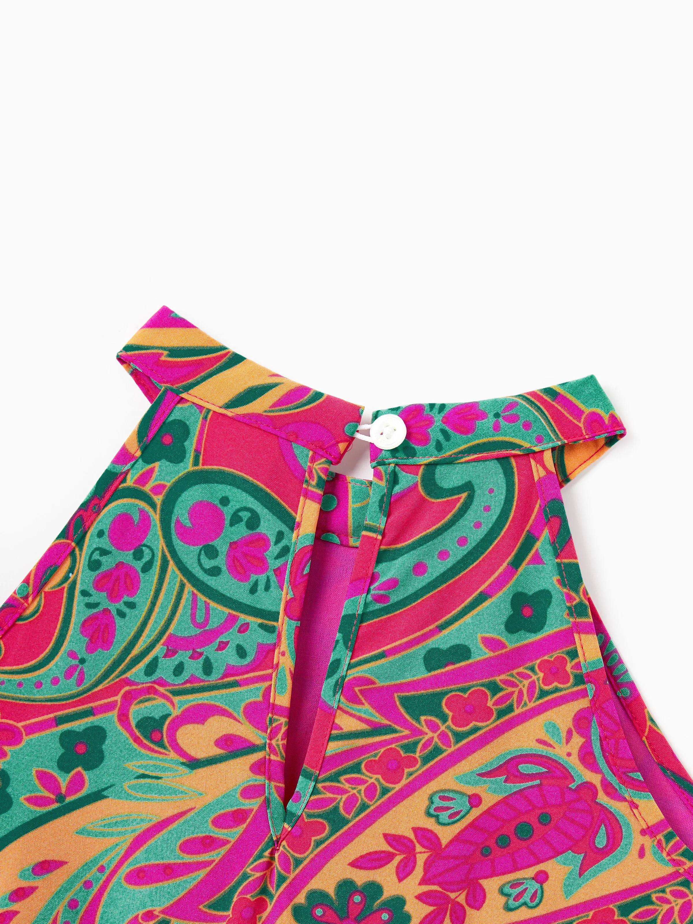 Mommy & me Outfit Set Sleeveless Halter Belted Dress or Short-sleeve Collar Shirt for Summer Vacation Hot Pink - Image 11