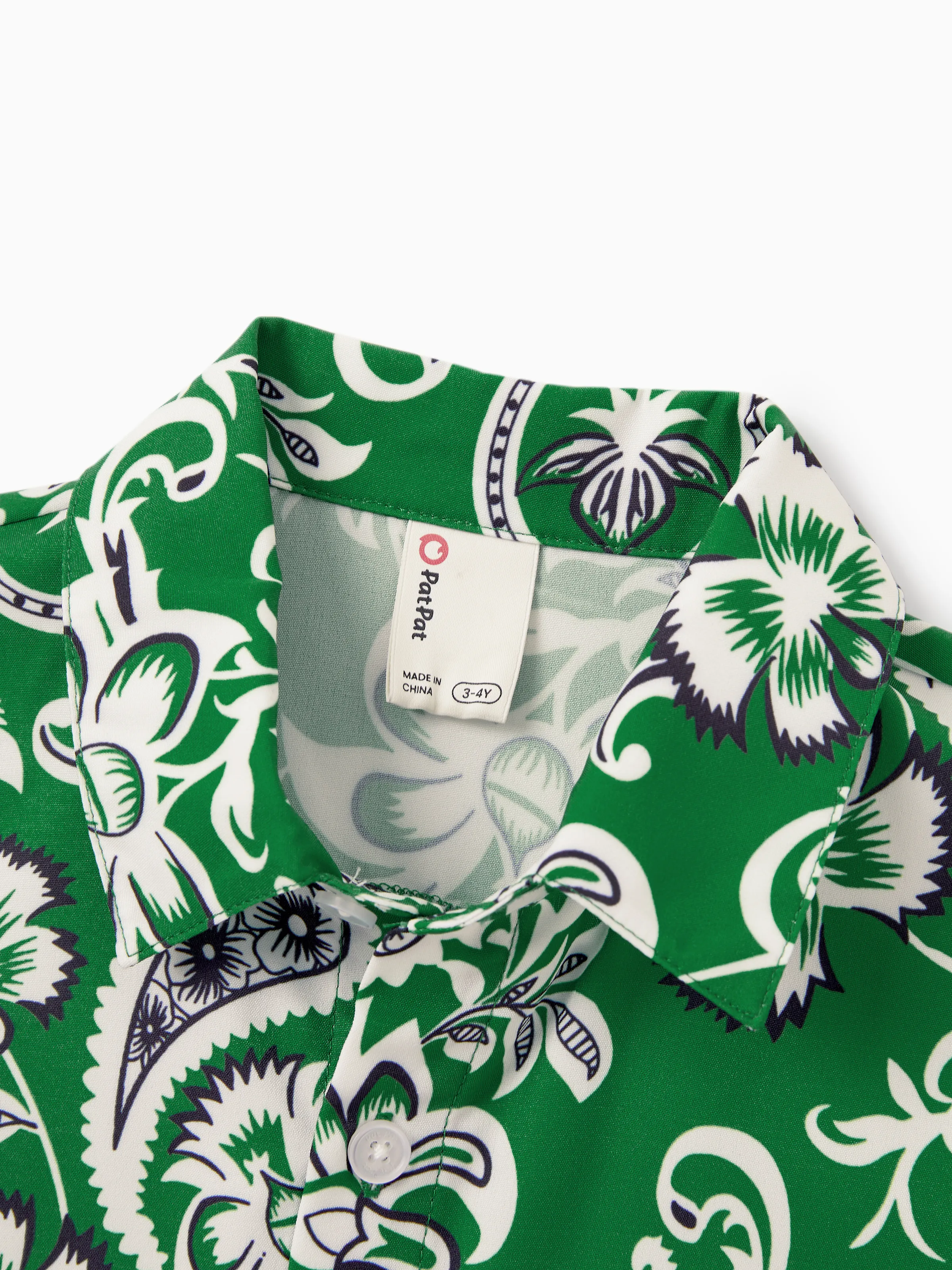 Mommy & me Outfits Set Floral Print Short-sleeve Collar Shirt or Strappy Smocked Dress for Summer Vacation Green - Image 27