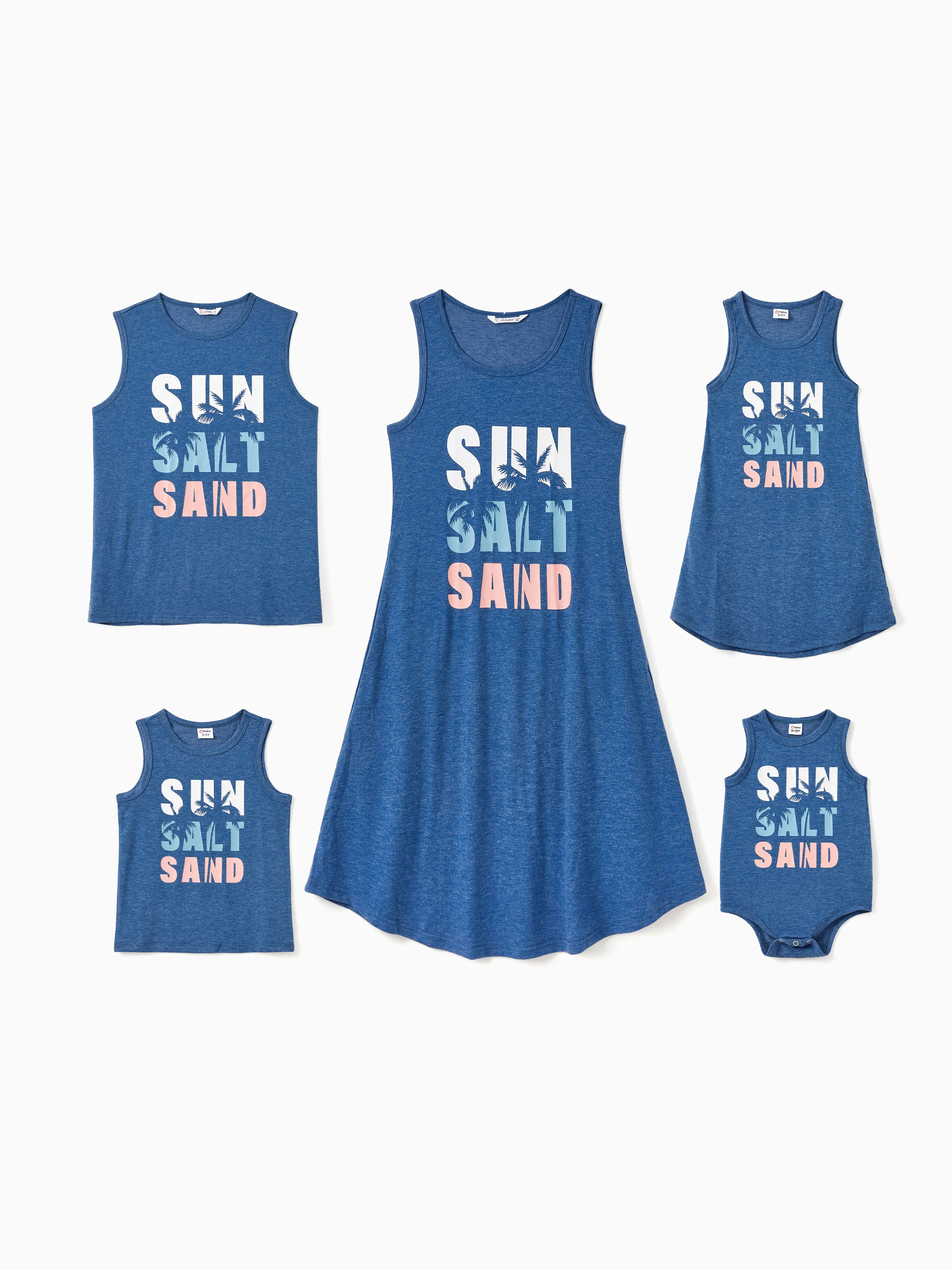 Mommy & me Sets Blue Tank Flowy A-Line Tank Dress with Pockets Blue - Image 2