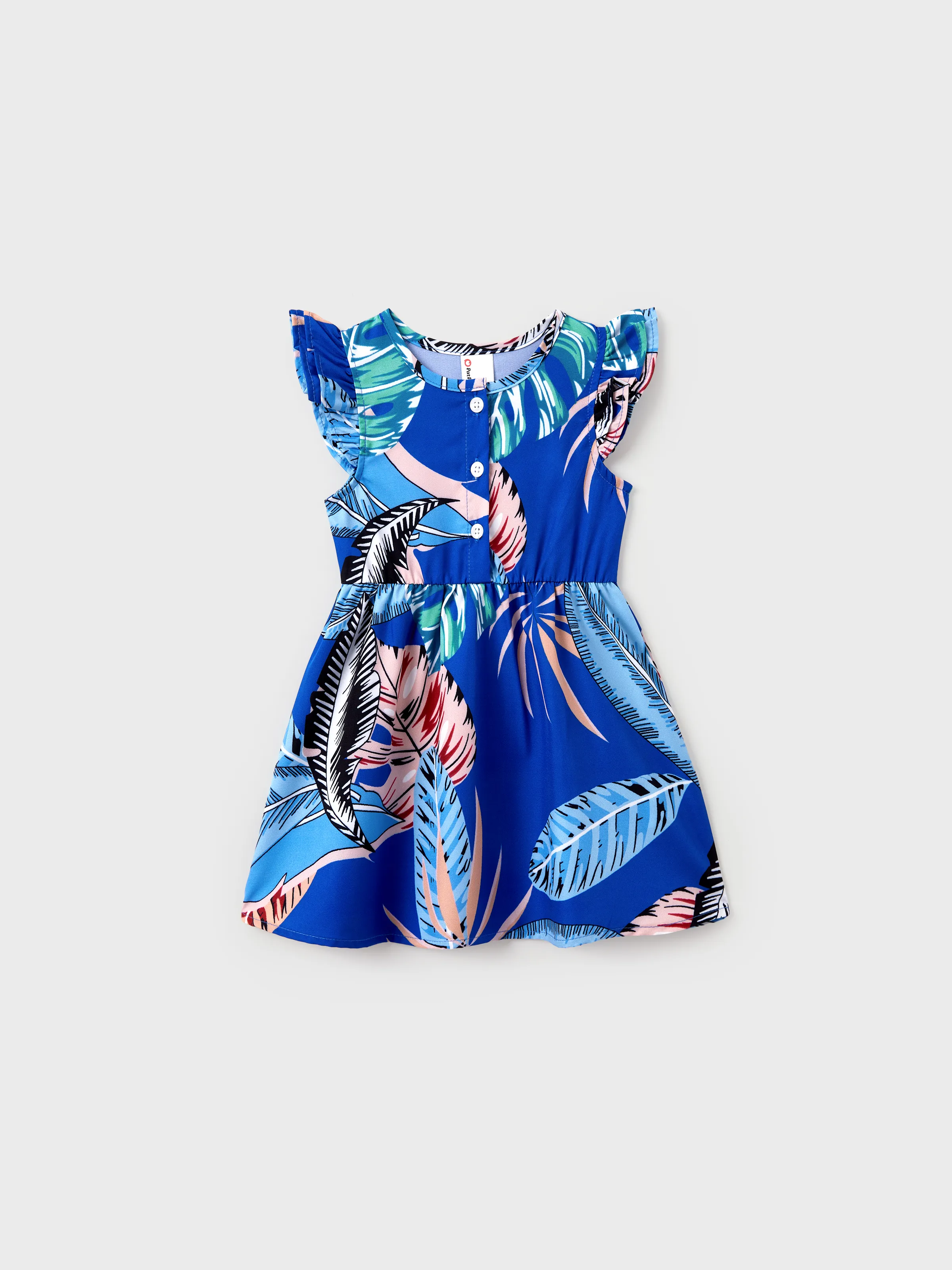 Mommy & me Tropical Dress & T-shirt Set – Blue Floral Print for Dad, Mom, Girls & Baby, Perfect for Summer Vacations and Family Photos Blue - Image 17