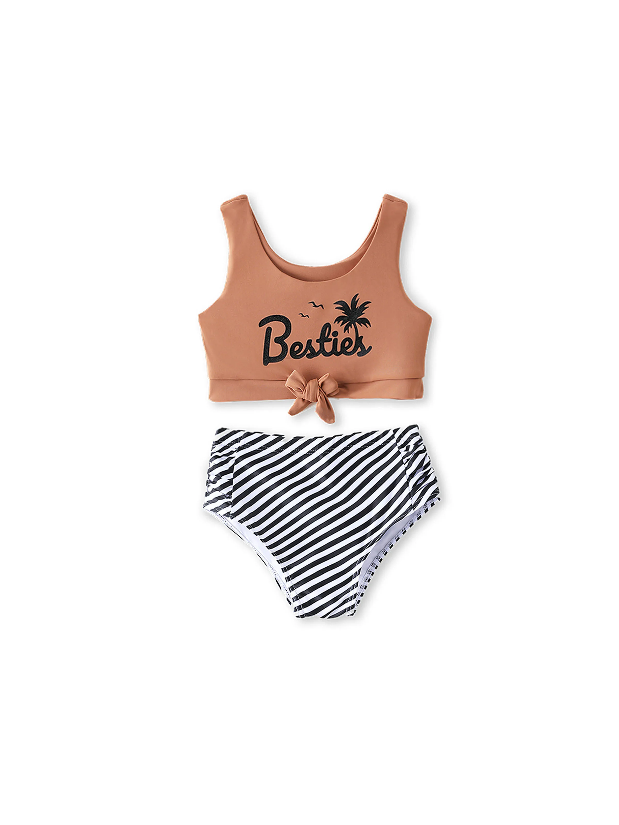 Mommy & me Besties Printed Crop Tank Bikini Khaki - Image 9