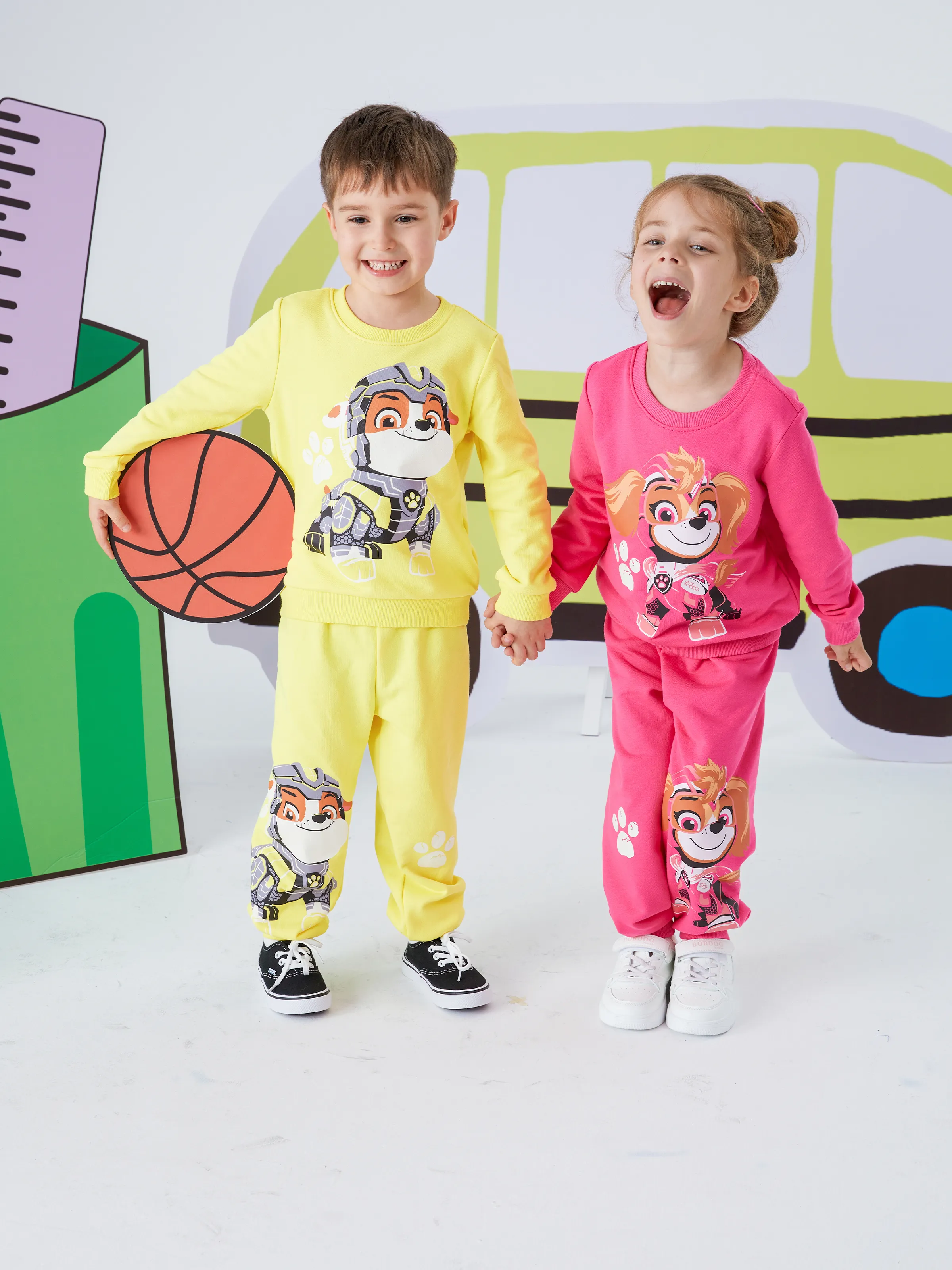 PAW Patrol Toddler Girl 2pcs Skye Glow in the Dark Sweatshirt and Pants Set Roseo - Image 2