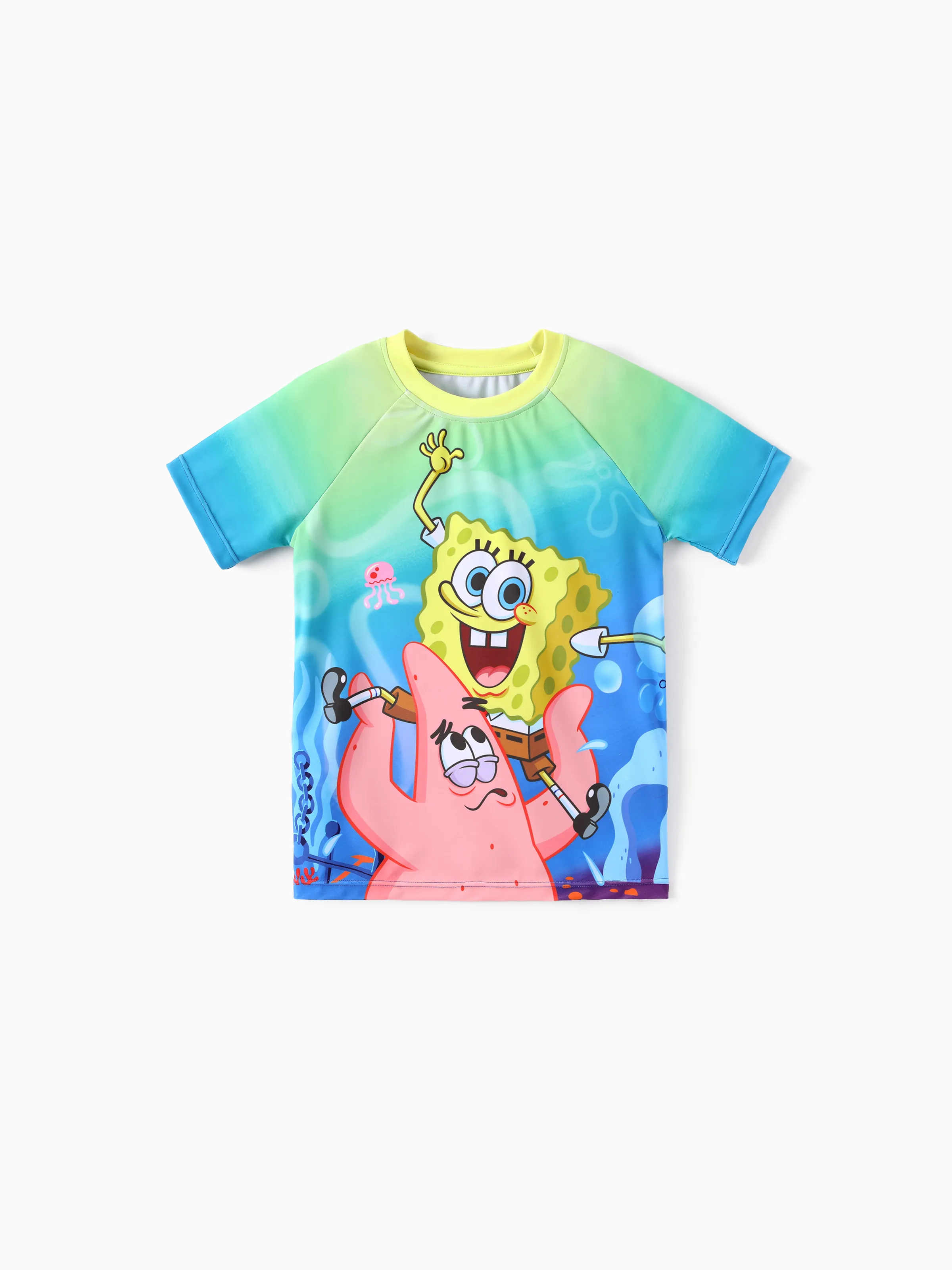 SpongeBob SquarePants Toddler/Kid Boy 2pcs UPF50+ Sea Life Print Tops and Trunks Swimsuit Blue - Image 4