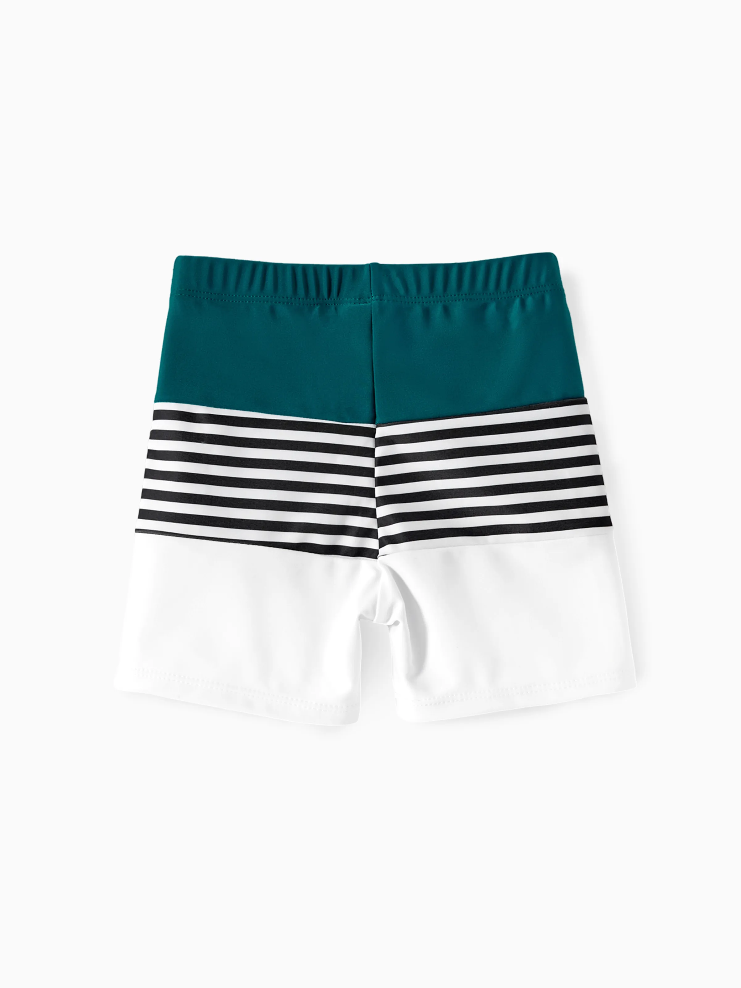 Toddler Boy Colorblock Striped Spliced Swim Trunks Shorts DeepTurquoise - Image 4