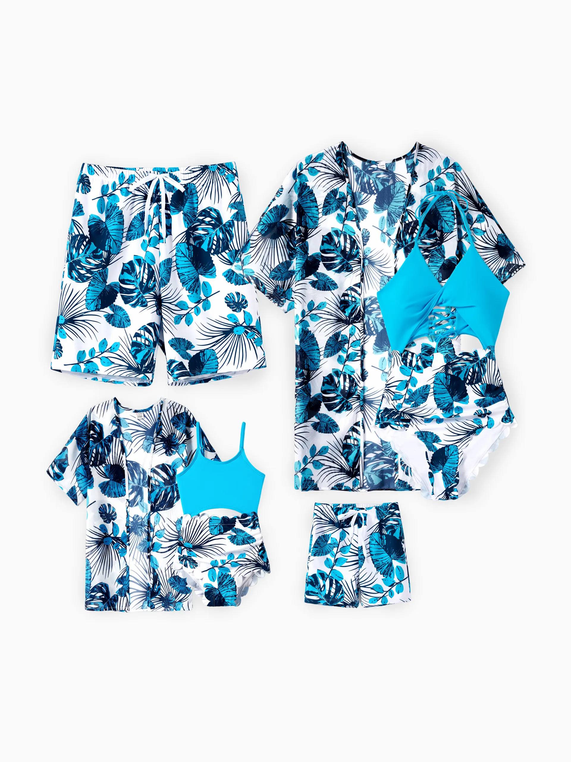 Toddler Girl Drawstring Cut Out Lace UP Back One-Piece Swimsuit BLUEWHITE - Image 2
