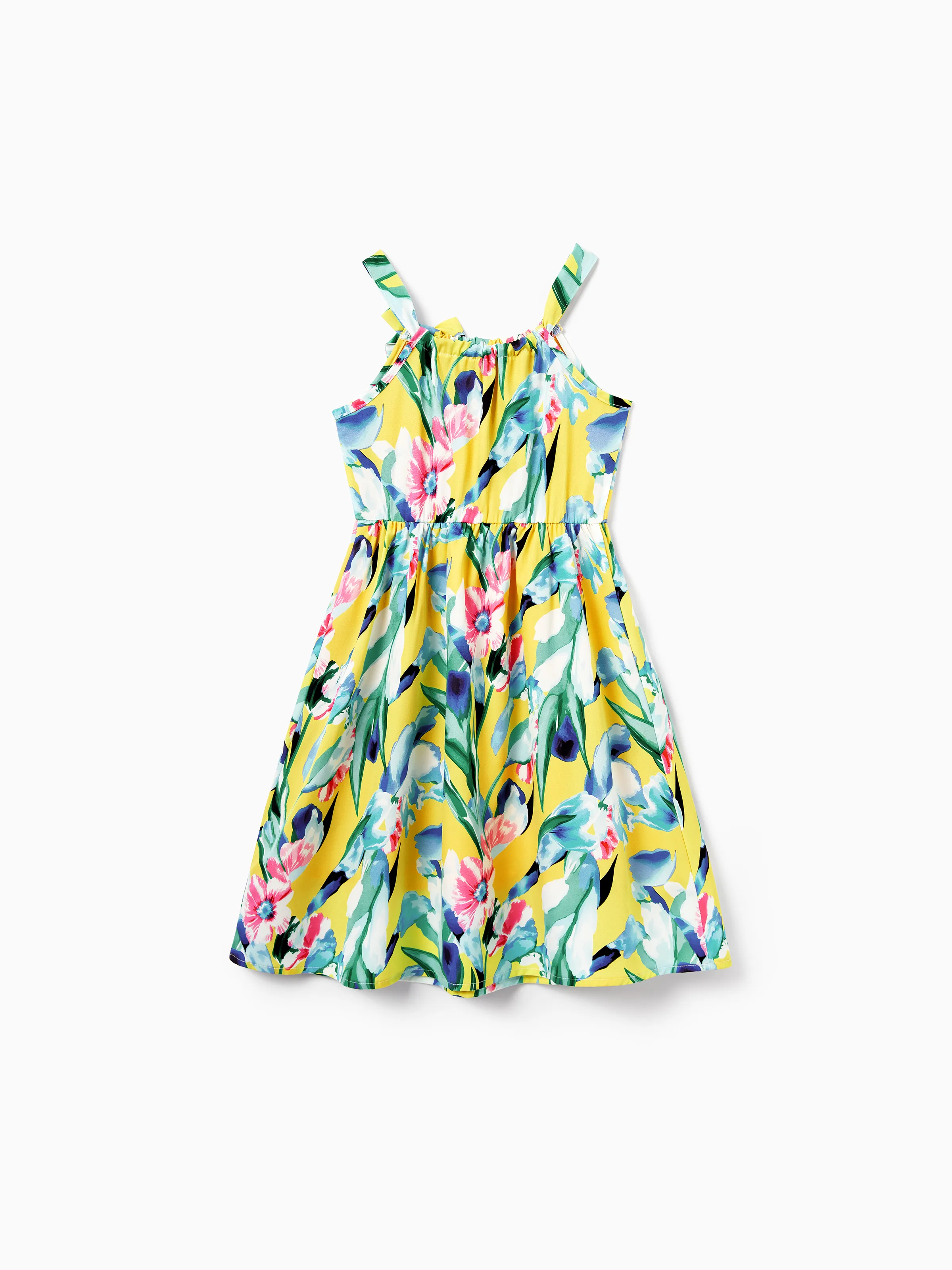 Toddler/Kid Girl Casual Outfits Floral Print Strappy Dress Yellow - Image 6