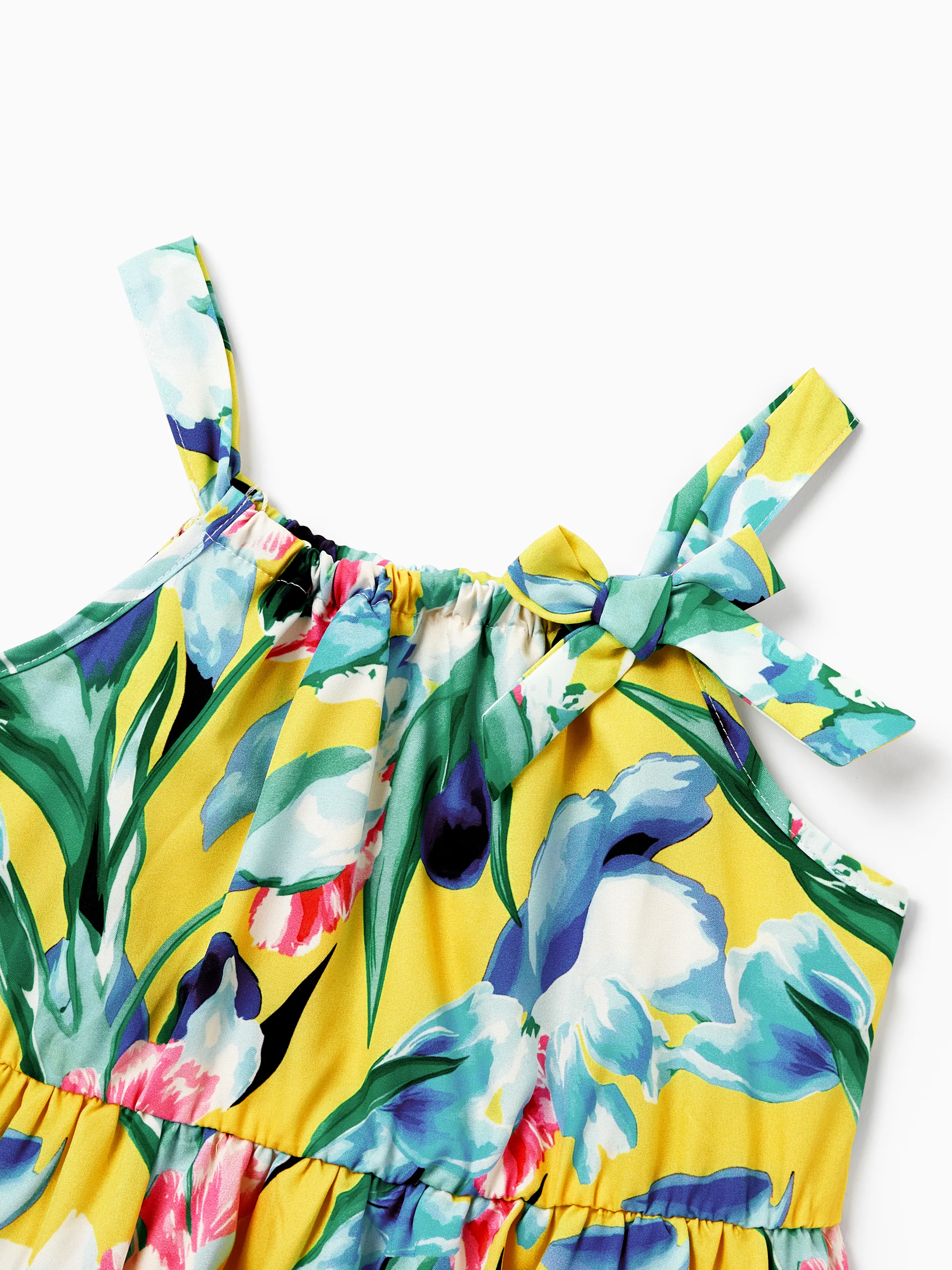 Toddler/Kid Girl Casual Outfits Floral Print Strappy Dress Yellow - Image 7