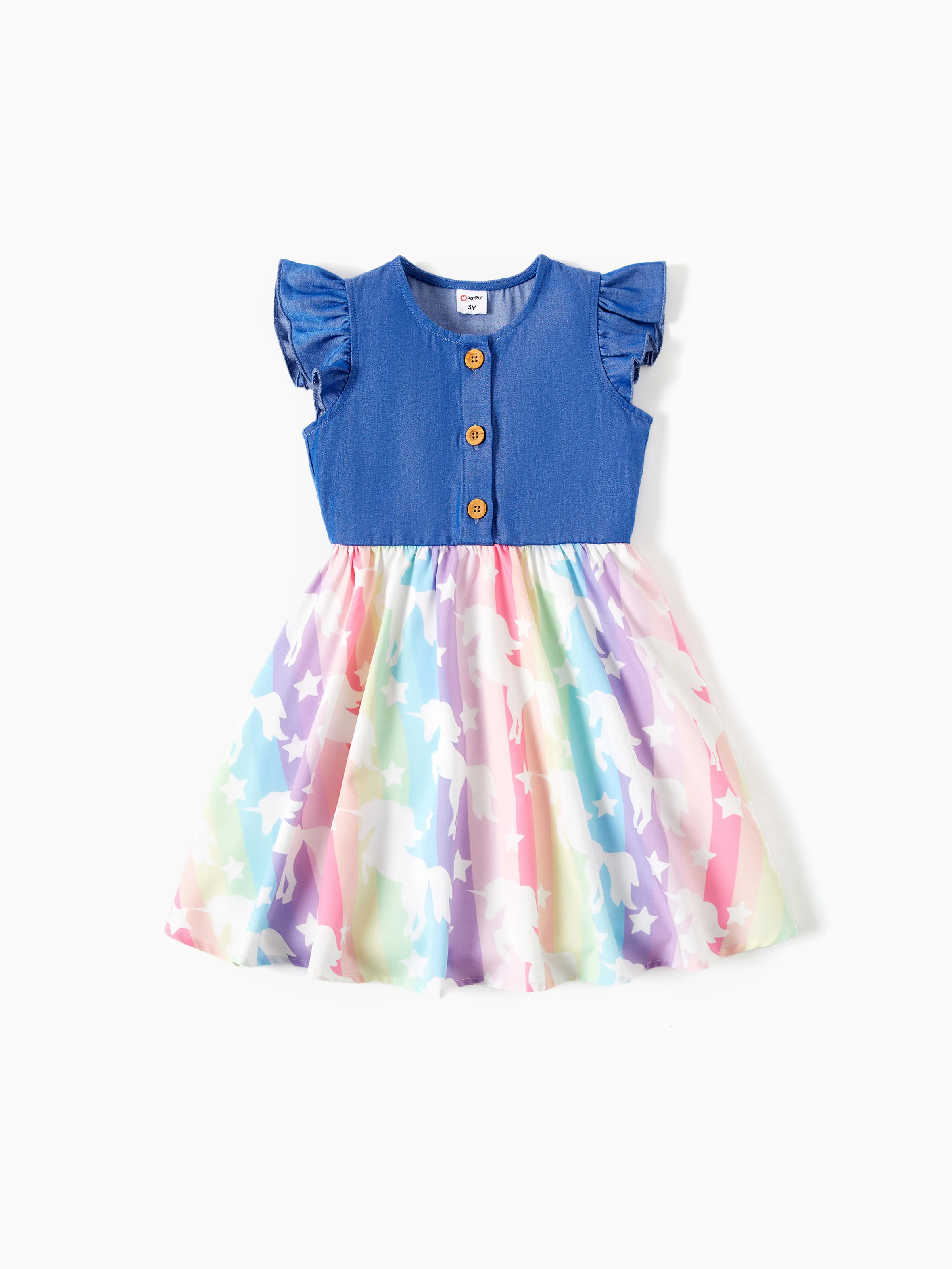 Toddler/Kid Girl Sweet Colorblock Floral Print Dress Colorful