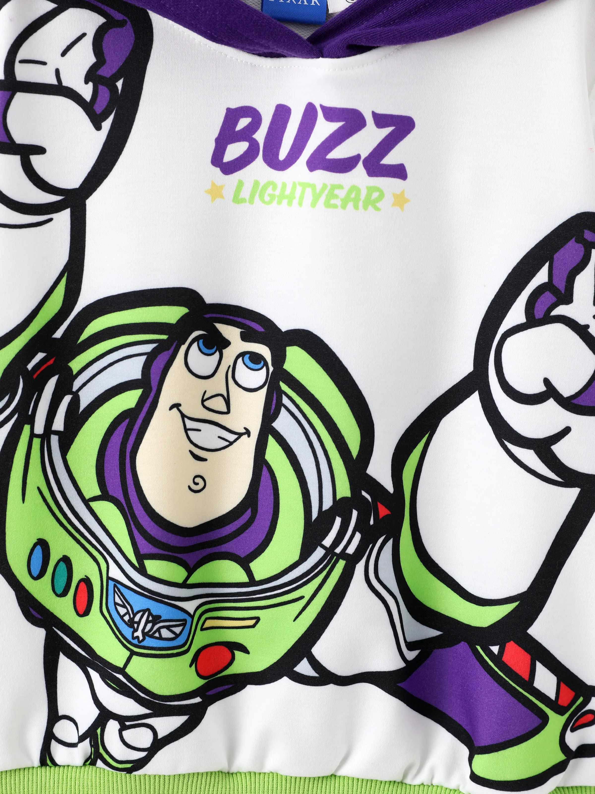 Toy Story Toddler Boy Buzz Lightyear Ribbed Cuffs Hooded Top White - Image 2